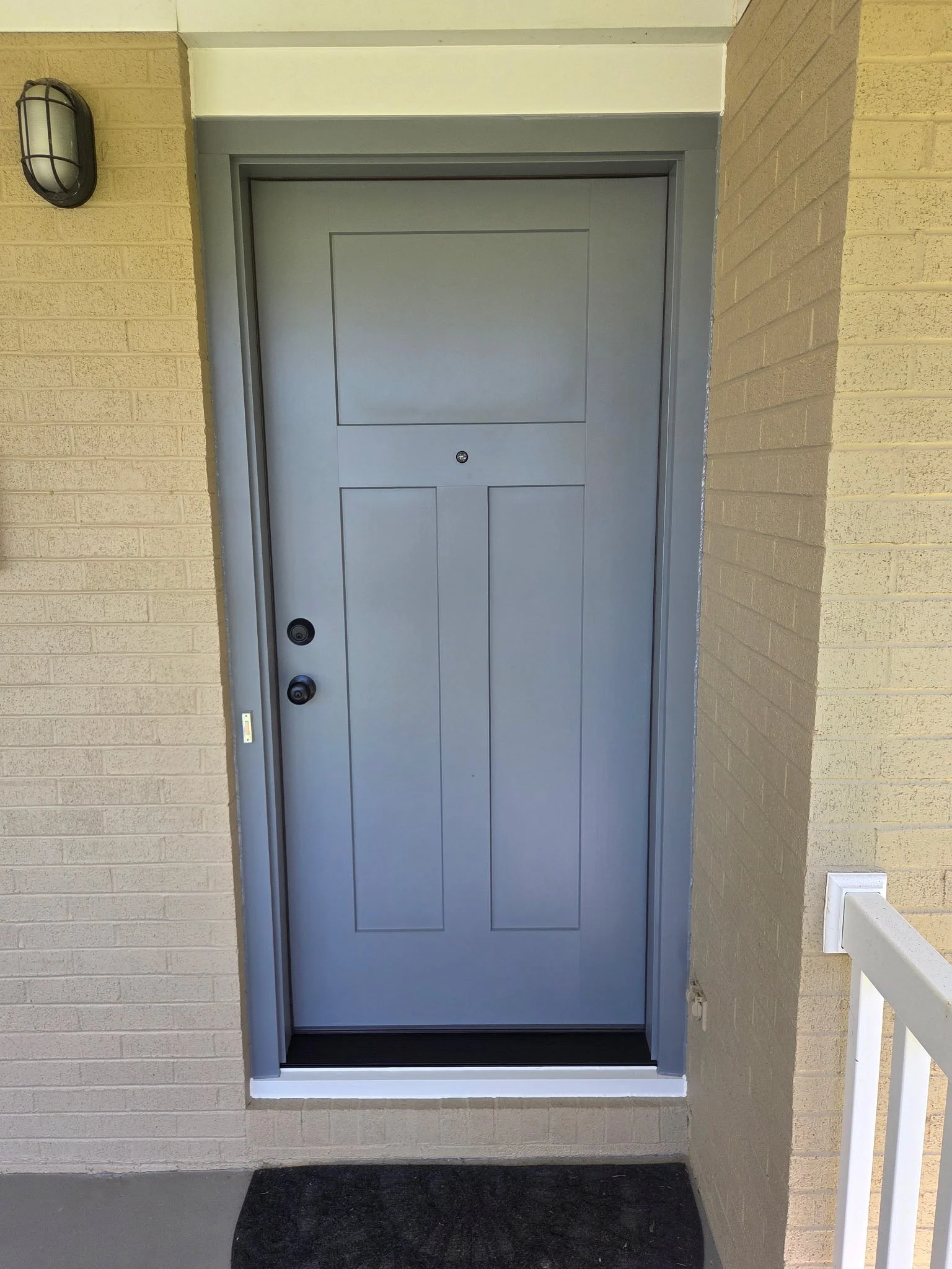 Therma-Tru Craftsman style entry door Grey paint