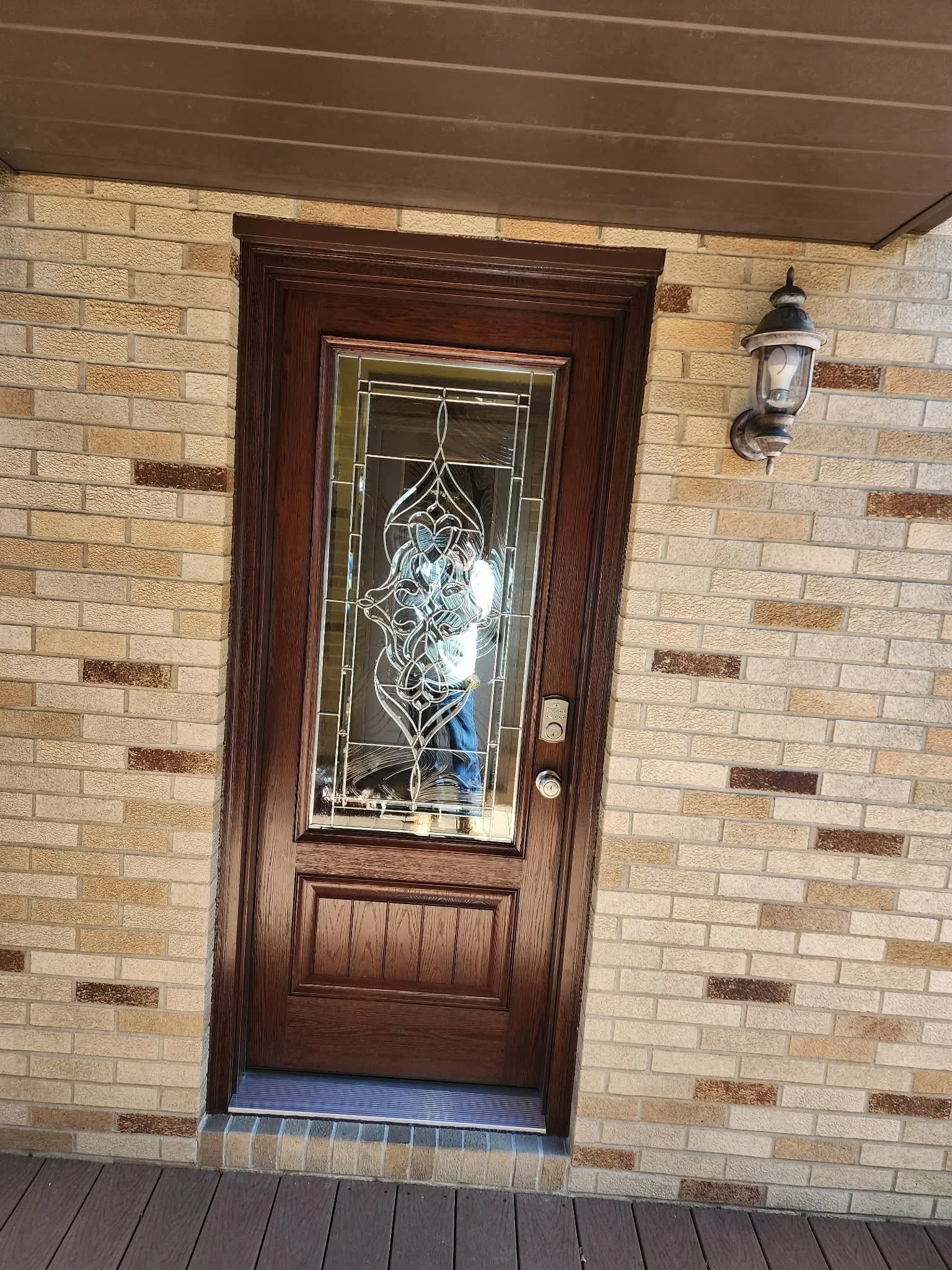 Provia Signet Entry door with Symphony glass stained Truffle
