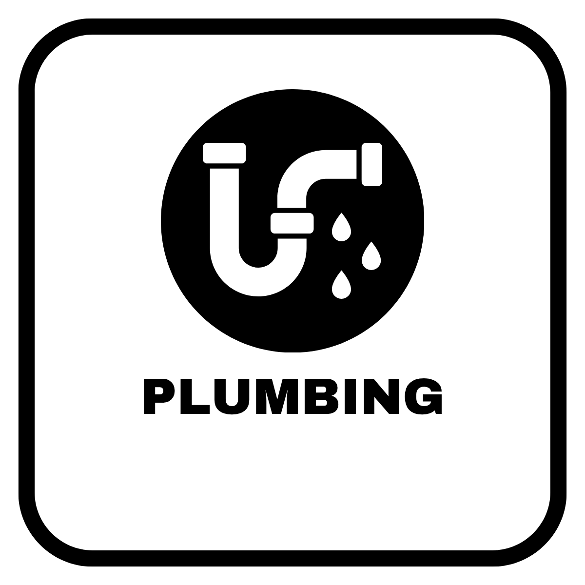 Icon of a water pipe with droplets and the word 'PLUMBING' underneath.