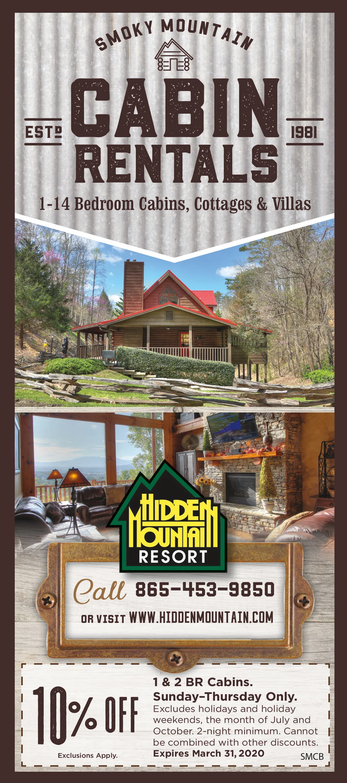 Hidden Mountain Resorts — Smoky Mountain Coupon Book