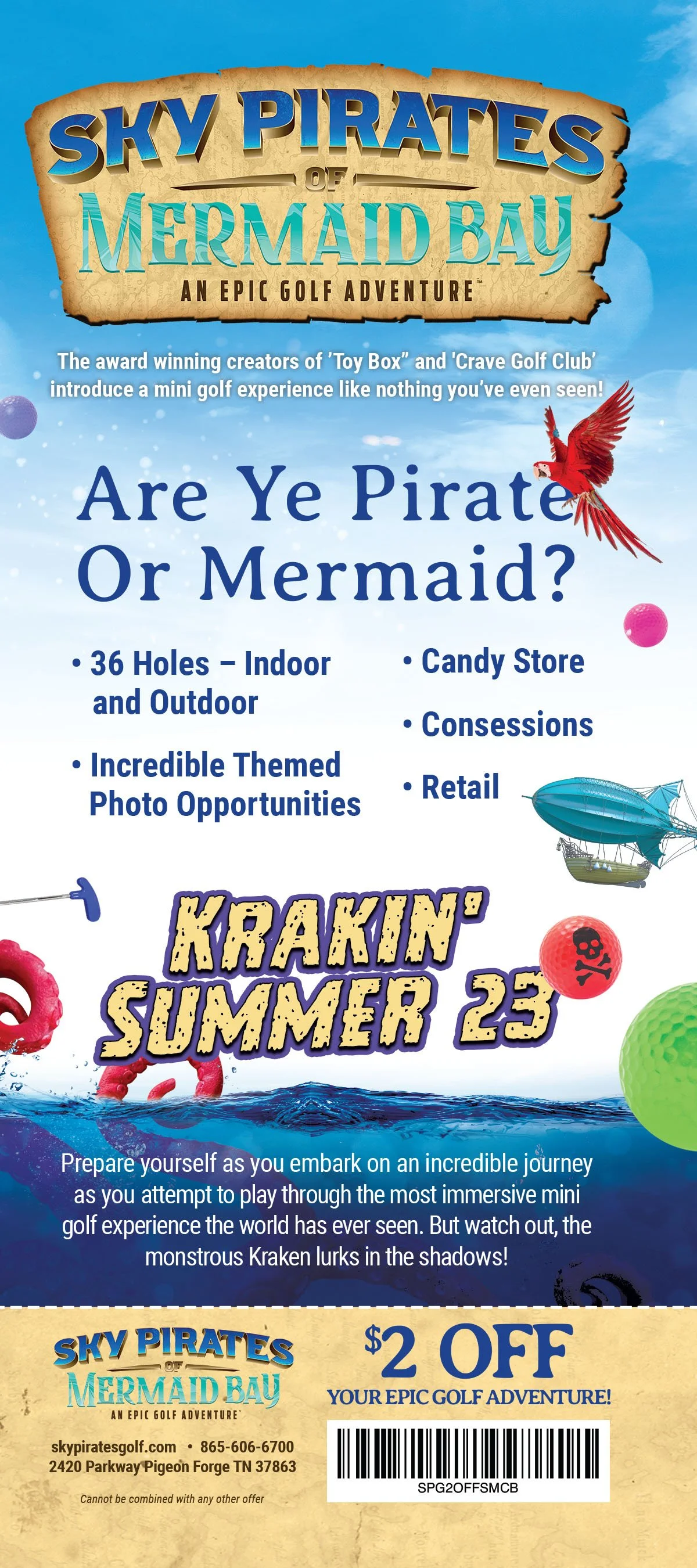 The Sky Pirates of Mermaid Bay Mini Golf — Smoky Mountain Coupon Book