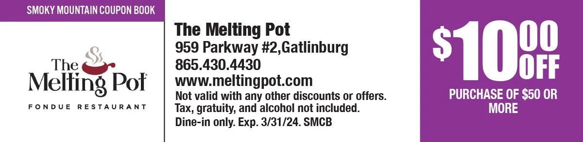 The Melting Pot Coupon Smoky Mountain Coupon Book The Melting Pot Coupon Smoky Mountain Coupon Book