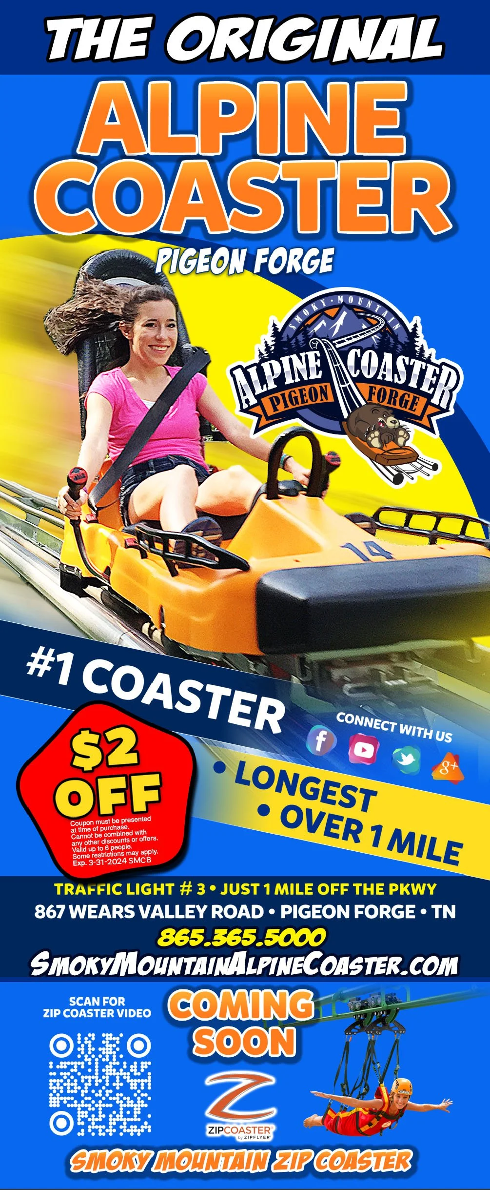 Alpine Coaster Pigeon Coupon 2 off per person with coupon