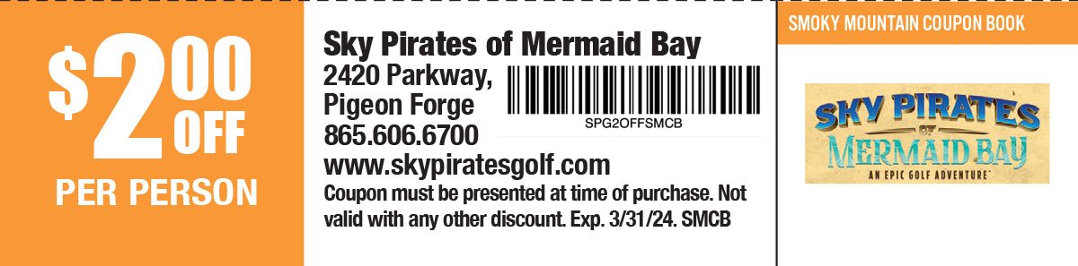 The Sky Pirates of Mermaid Bay Mini Golf — Smoky Mountain Coupon Book