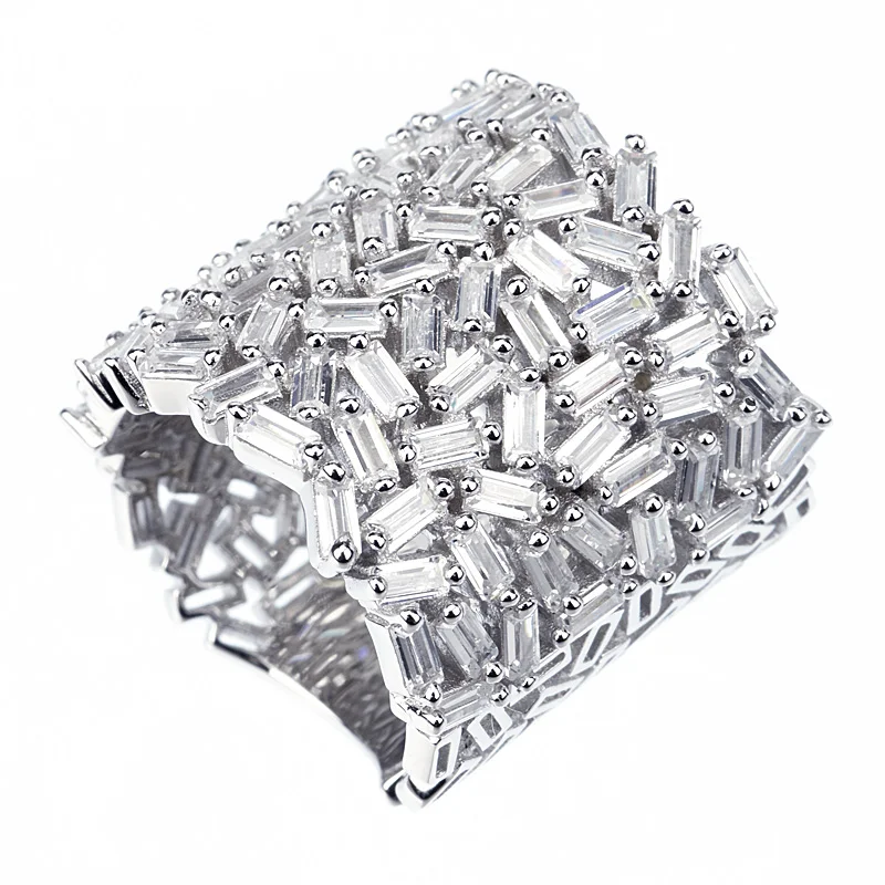 Baguette Strokes Wide Ring