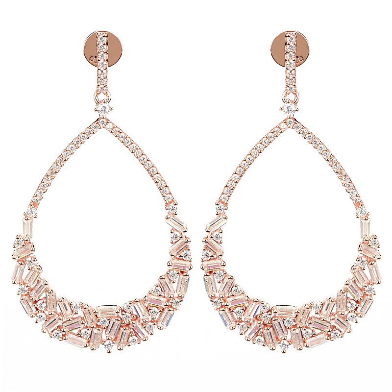 Baguette Strokes Drop Earrings