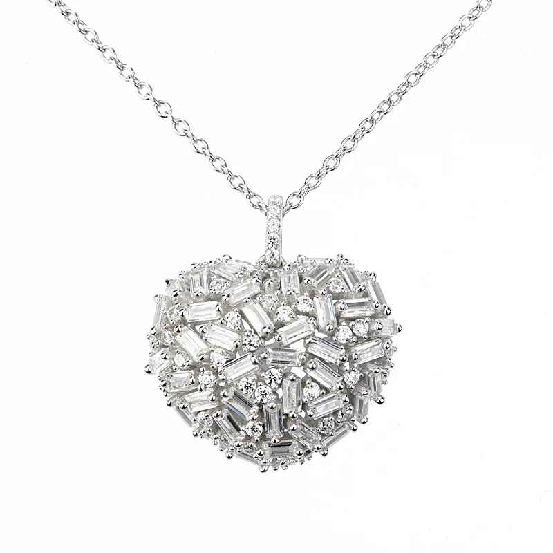 Baguette Brushstrokes Heart Necklace