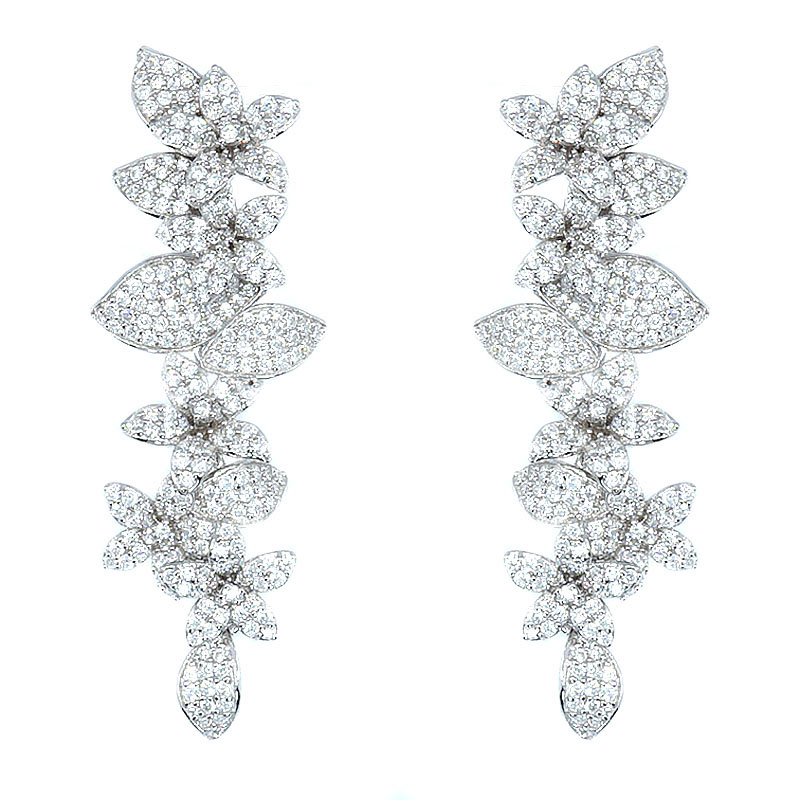 Bloom Pavé Drop Long Earrings
