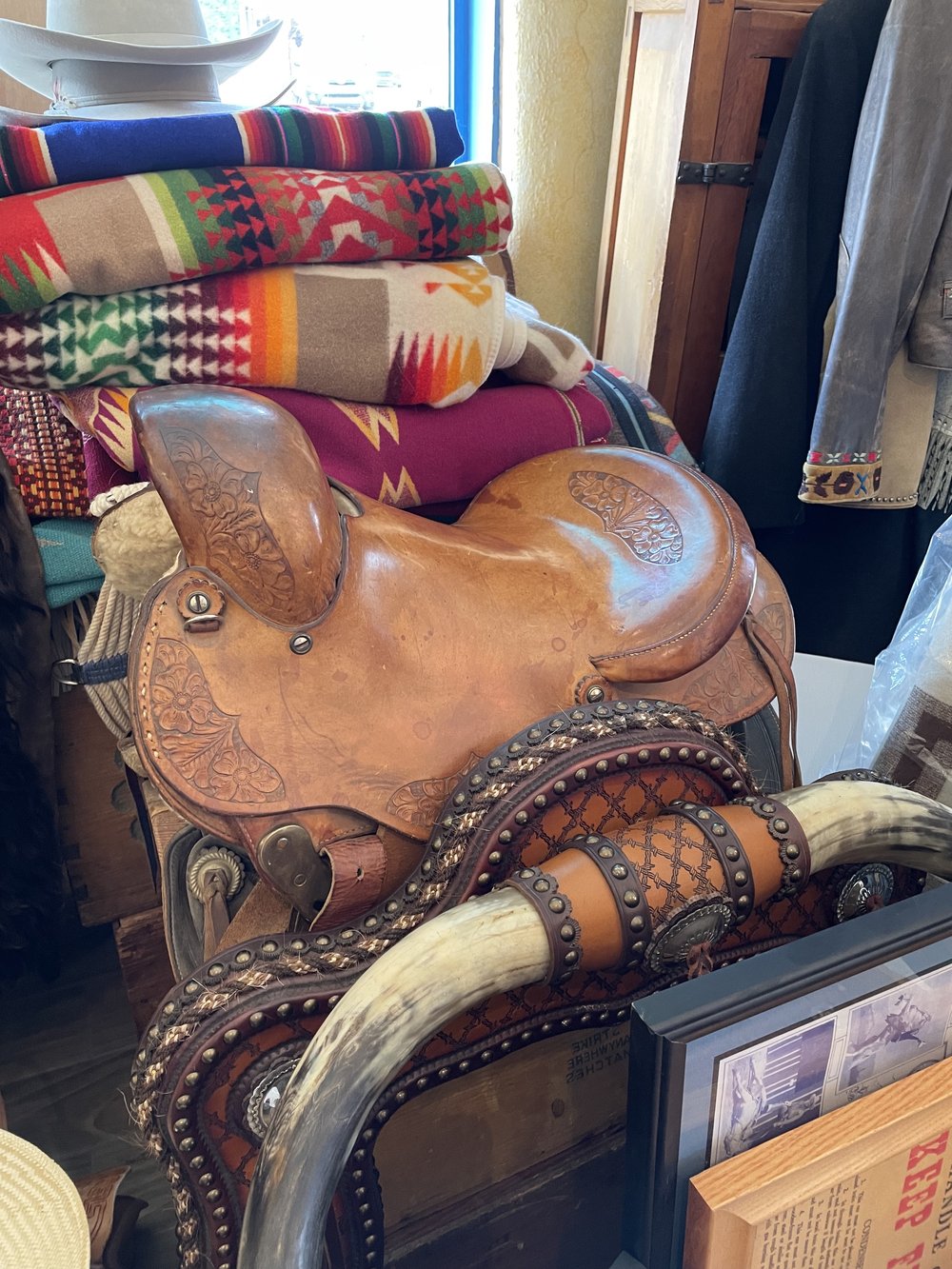 1930s antique saddle by Austin Slim Green, Santa Fe