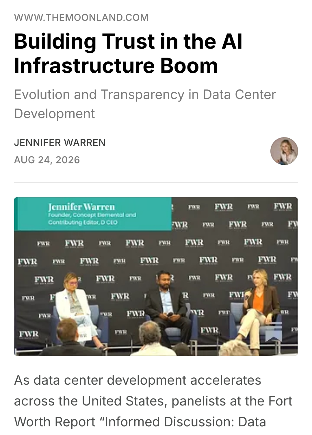 Fort Worth Data Center Panel