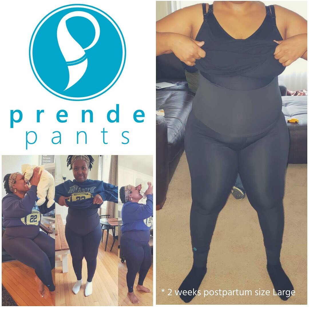 This momma started wearing her @prende.pants when baby was two weeks old. You may find the compression from the built-in belly wrap to be tight after birth, but as your body changes, they will help your swelling uterus shrink back to shape, supportin