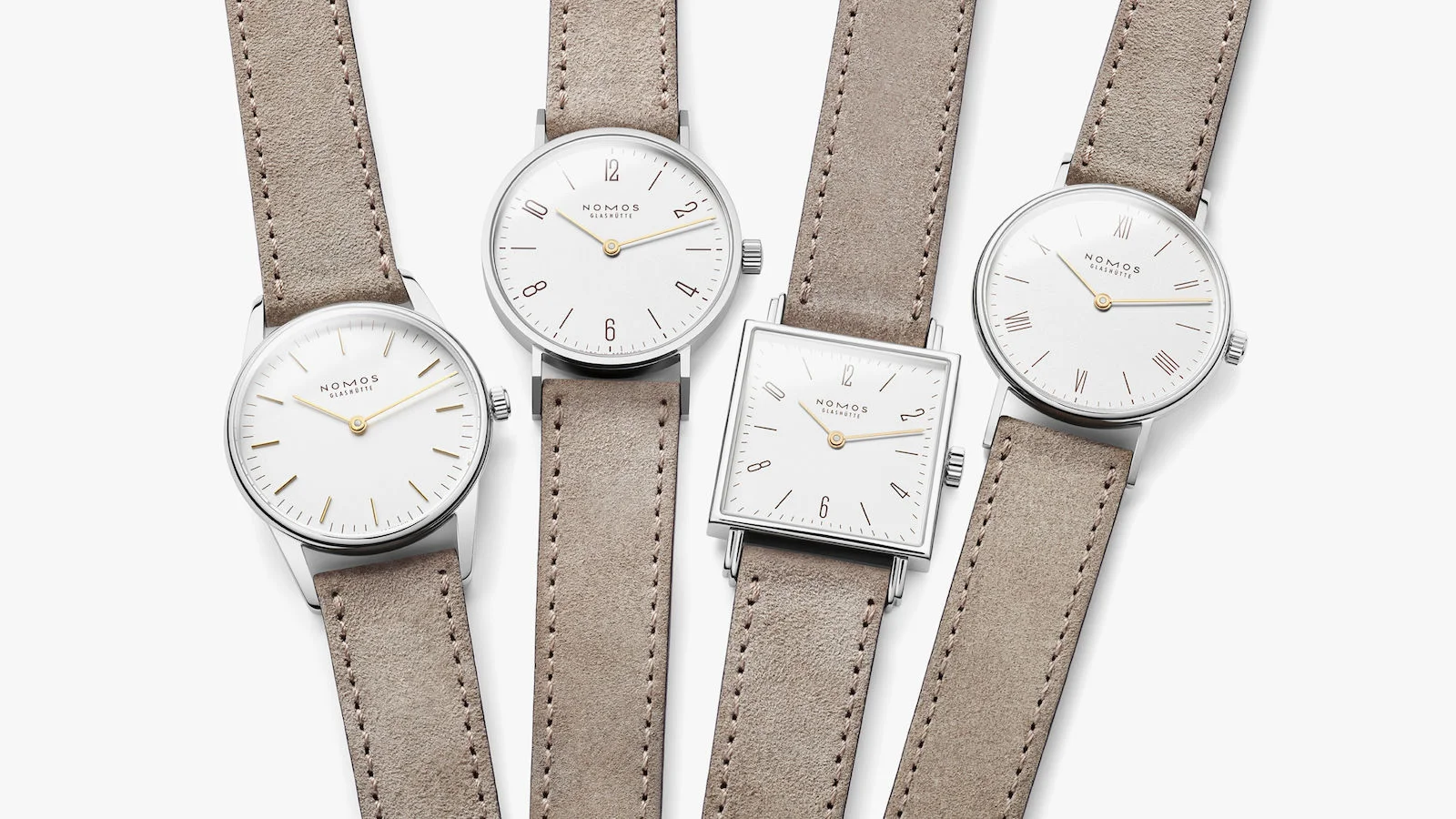 Nomos Duo collection (from left): Orion, Tangente, Tetra, Ludwig.