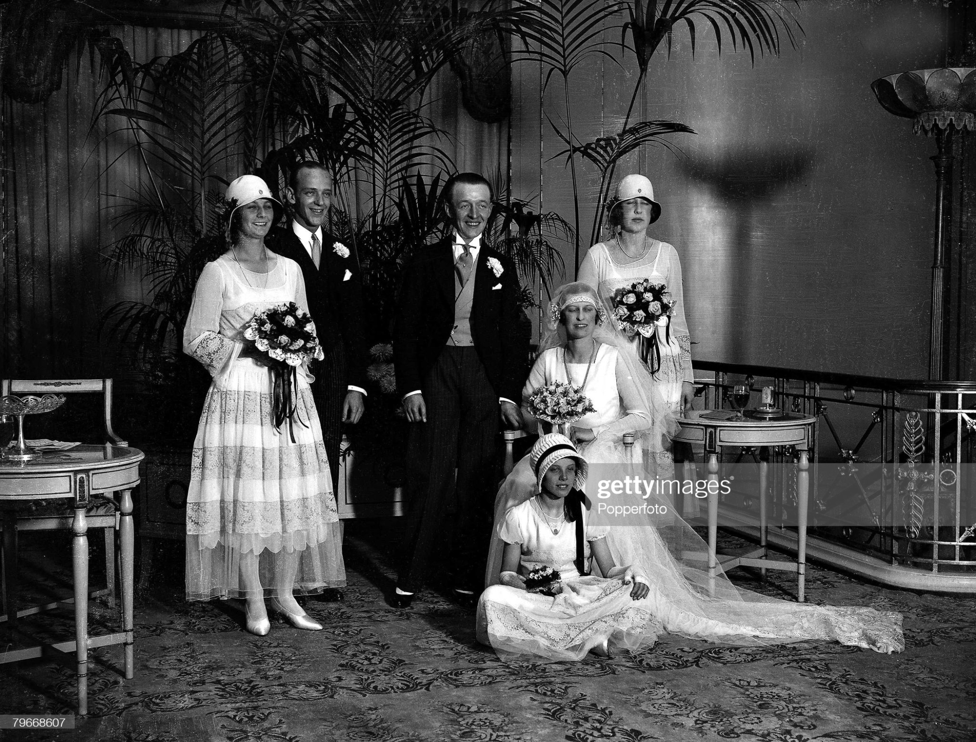 Chanel Wedding Dress ca. 1930 —- Betty Garst wearing a wedding