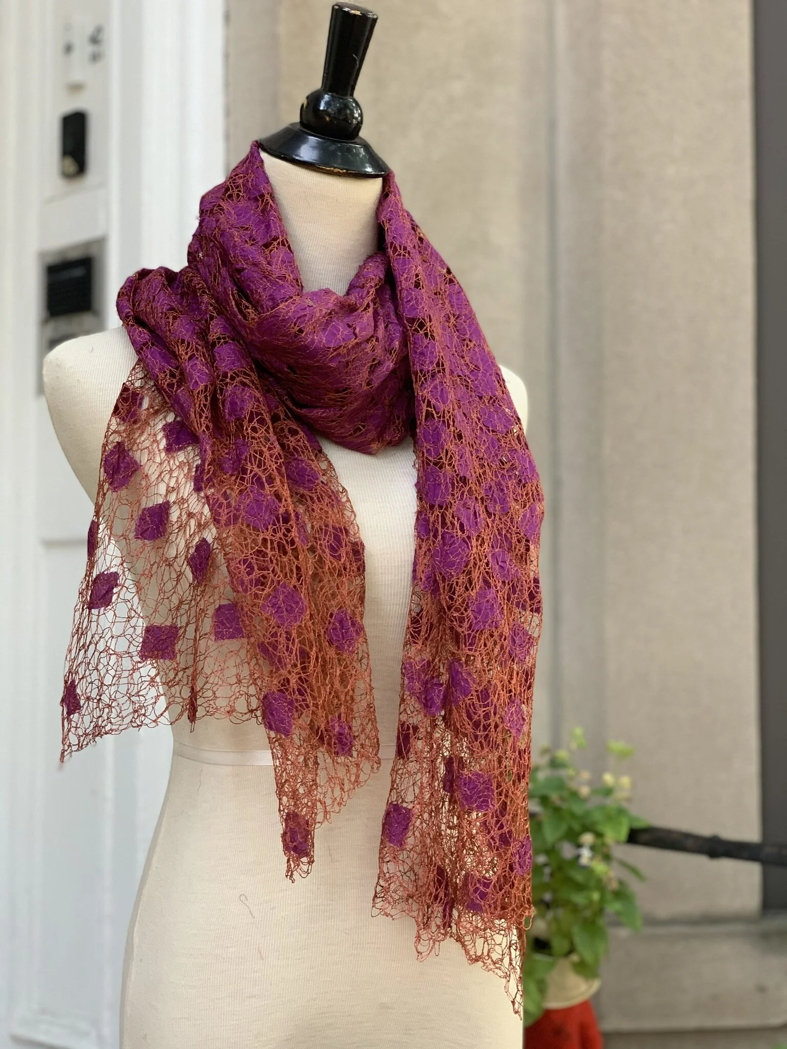 Copper Plum Scarf - Small Squares
