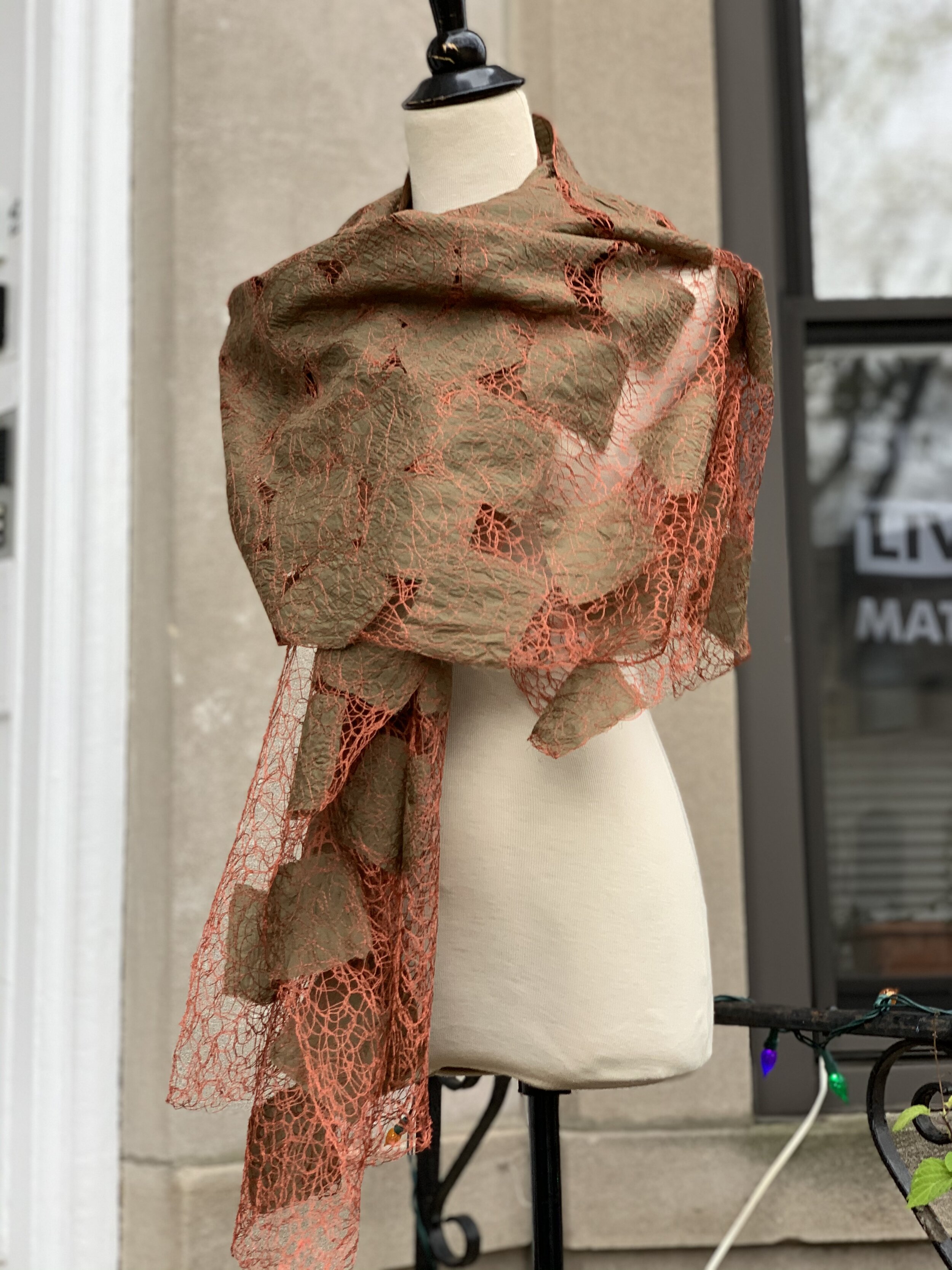 Olive Copper Scarf - Large Squares