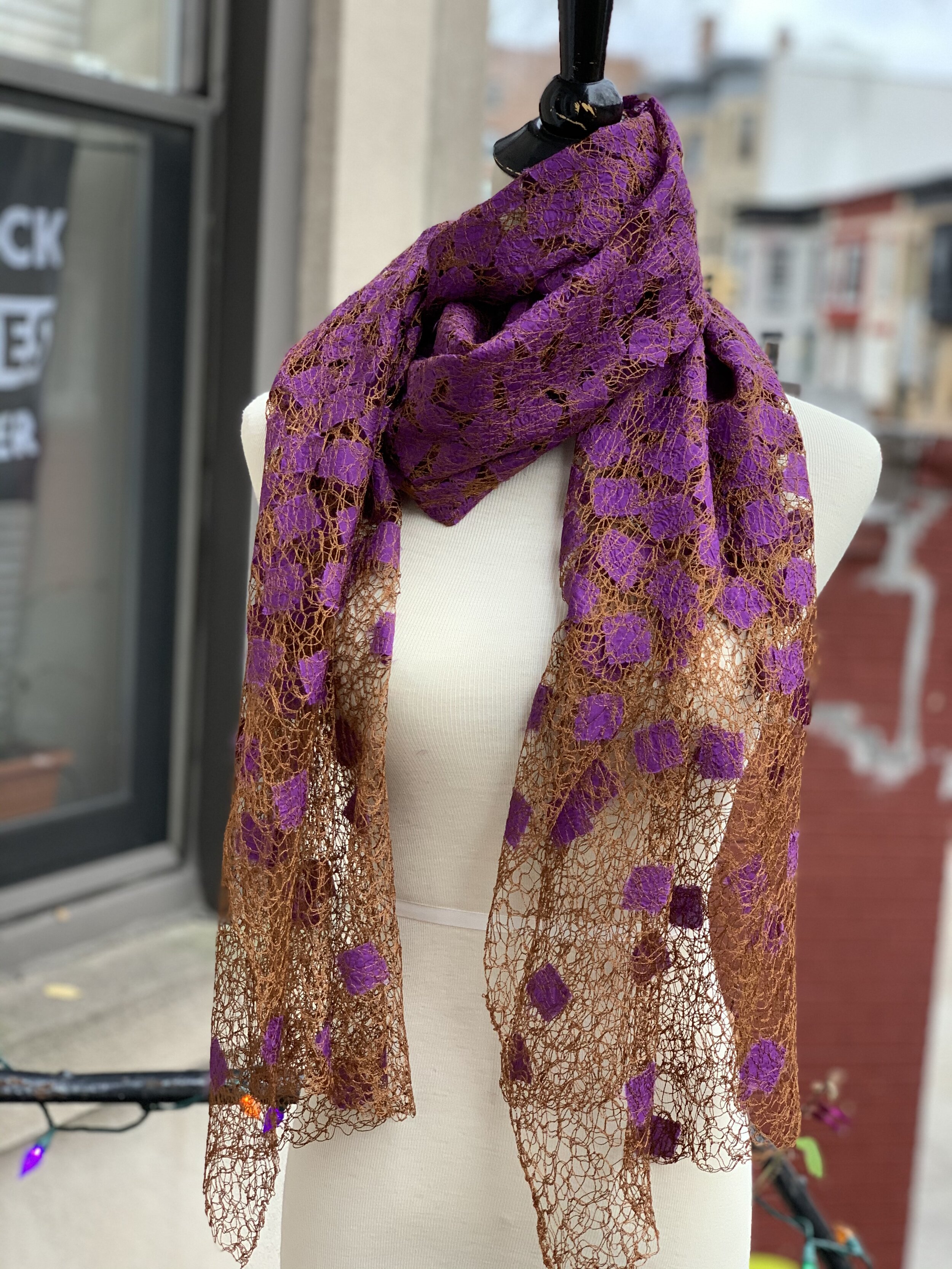 Plum Caramel Scarf - Small Squares