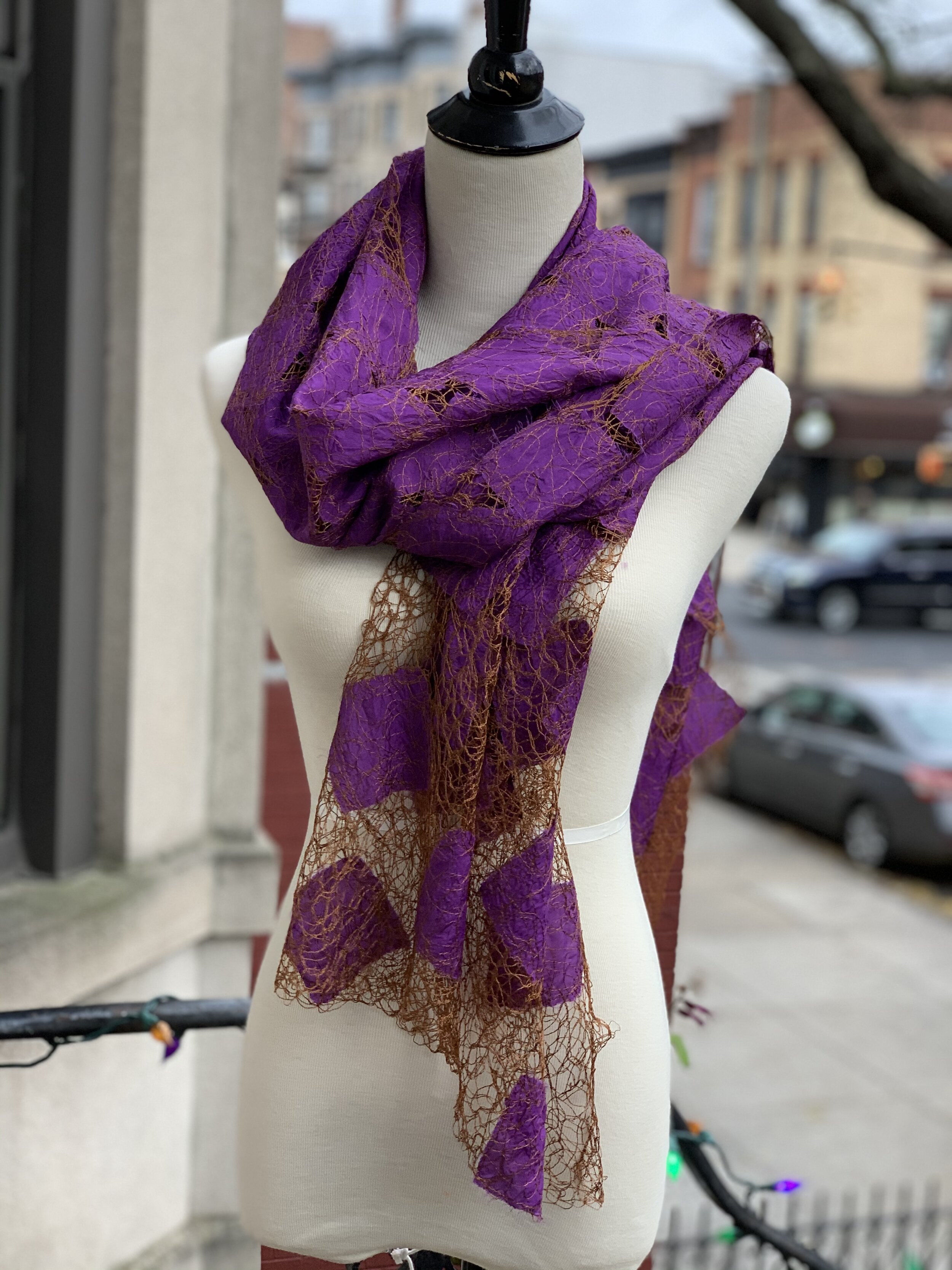 Plum Caramel Scarf - Large Squares