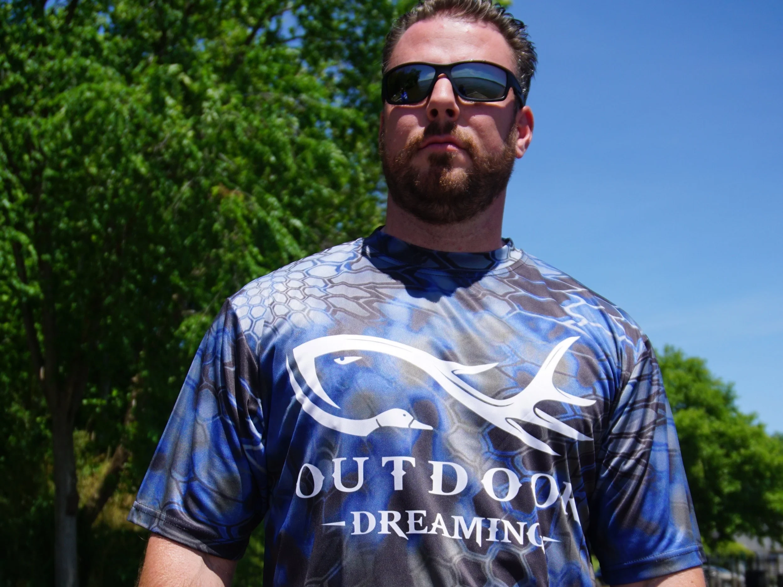 ODUV  Blue Short Sleeve Fishing Shirt