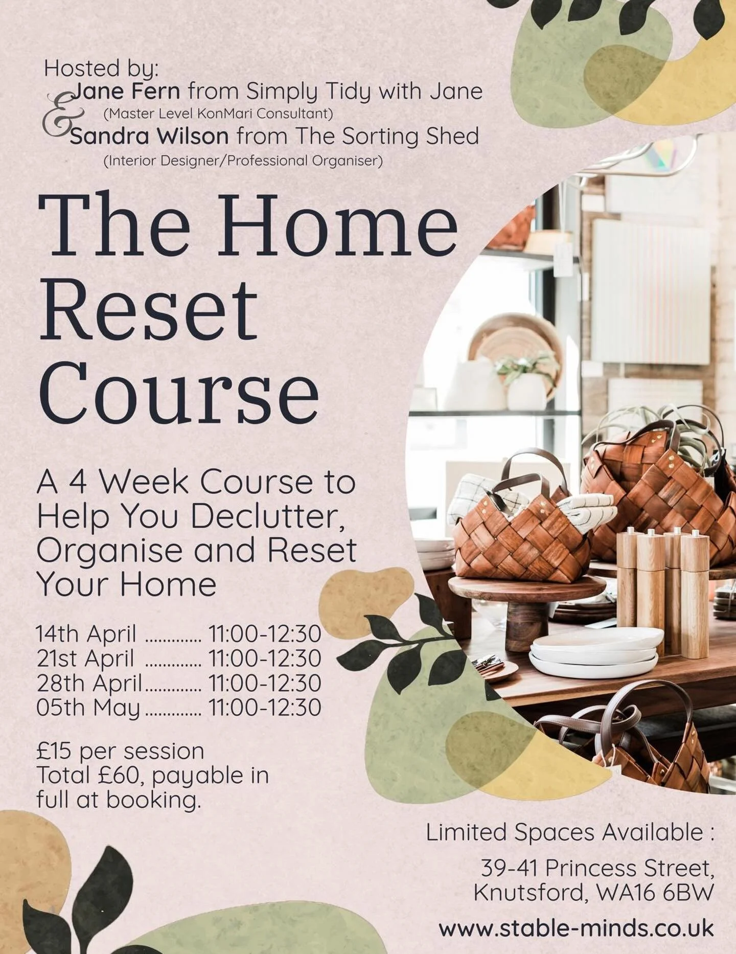 The Home Reset Course 🌿

A calm, supportive 4-week course to help you declutter, organise and reset your home.

If you&rsquo;re feeling overwhelmed or don&rsquo;t know where to start, this is for you.

✨ Small group
✨ Simple, practical steps each we