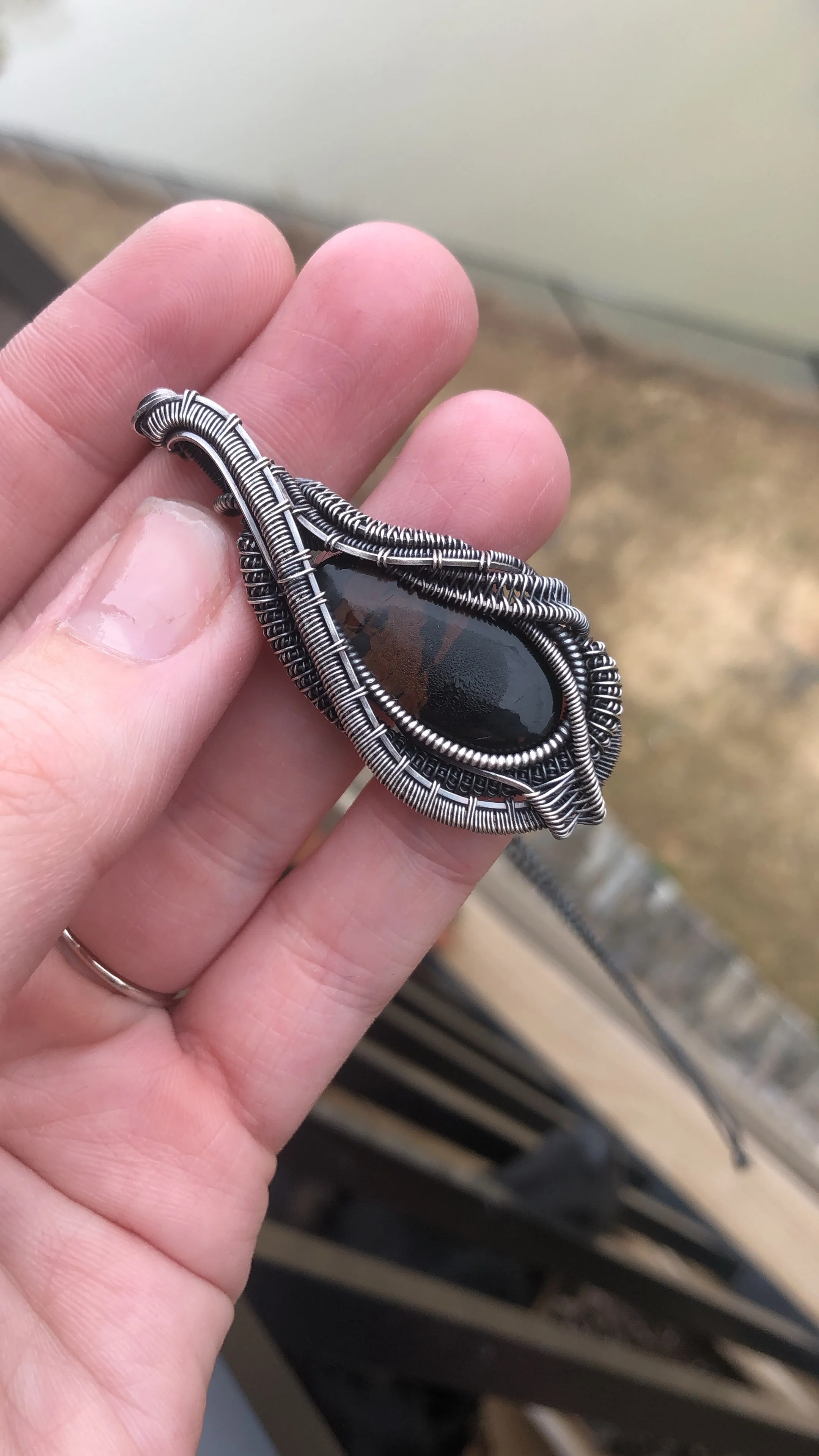 Mahogany Obsidian Custom in Oxidized Sterling