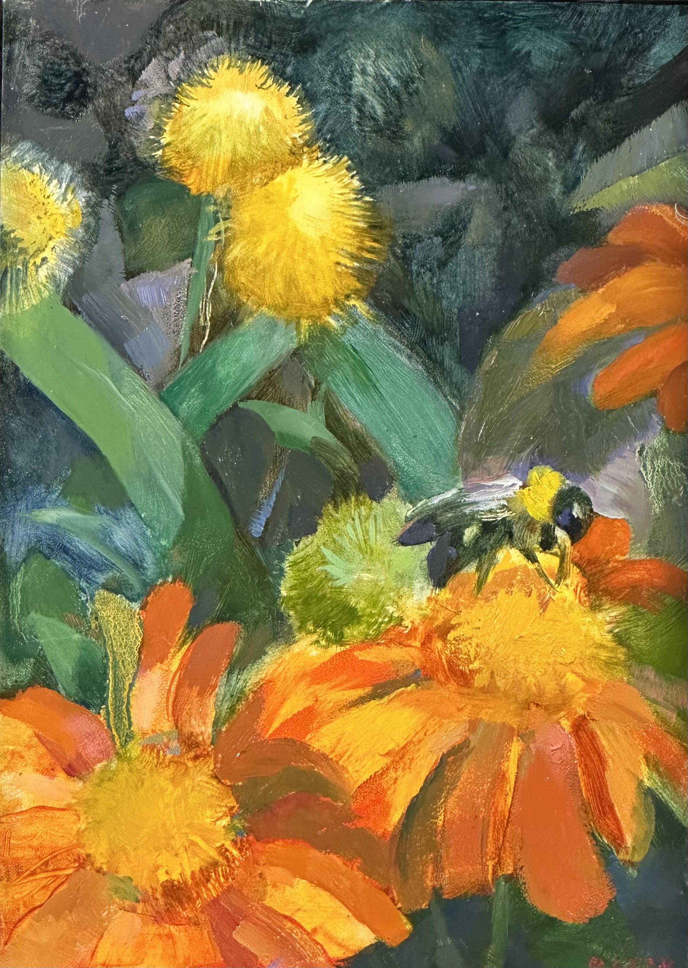 Golden Gatherer, 5x7, $175, Oil on panel, framed.jpeg