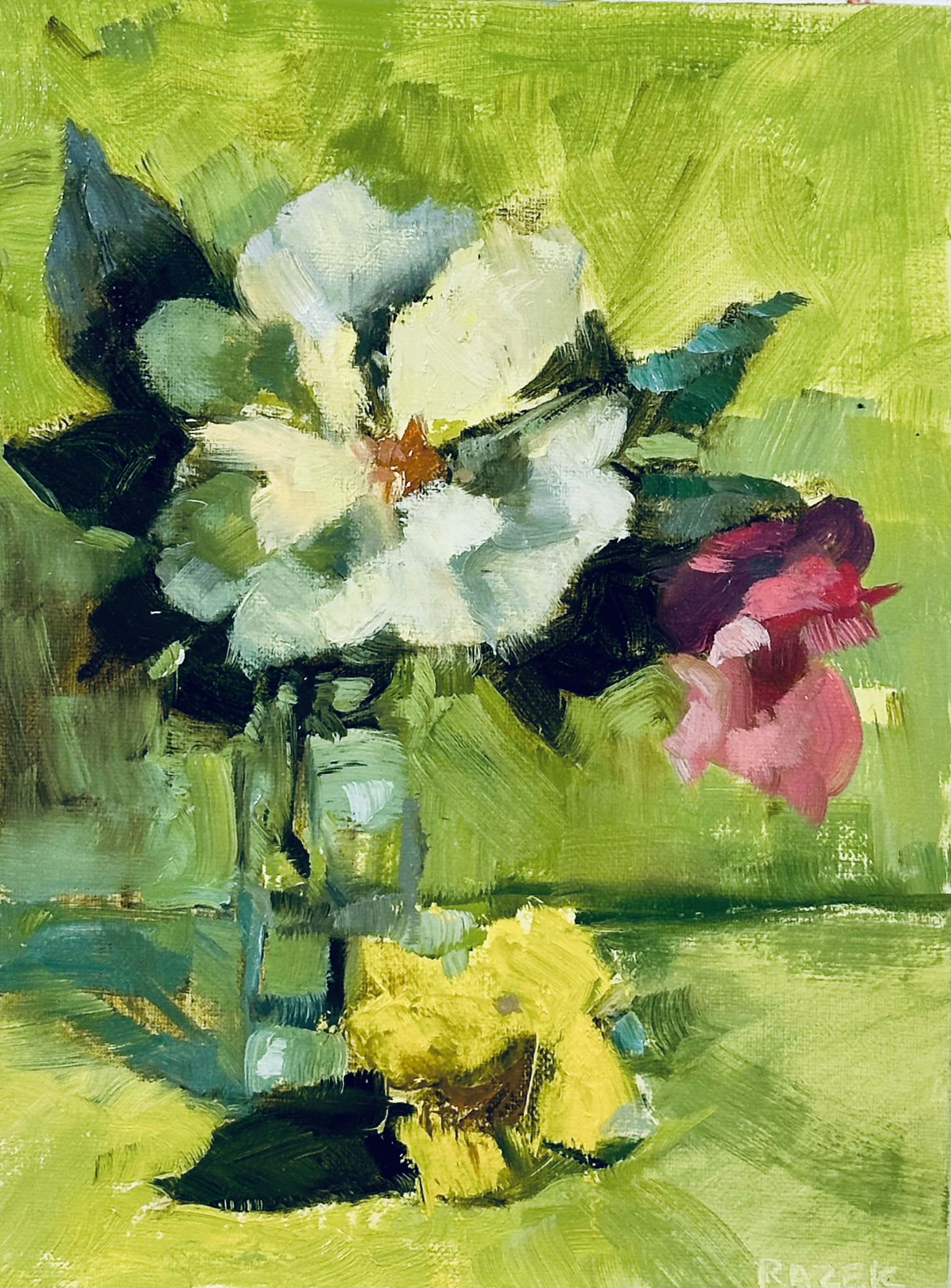 Lime Kissed Petals, 6x8, $175, Oil on panel, framed.jpeg