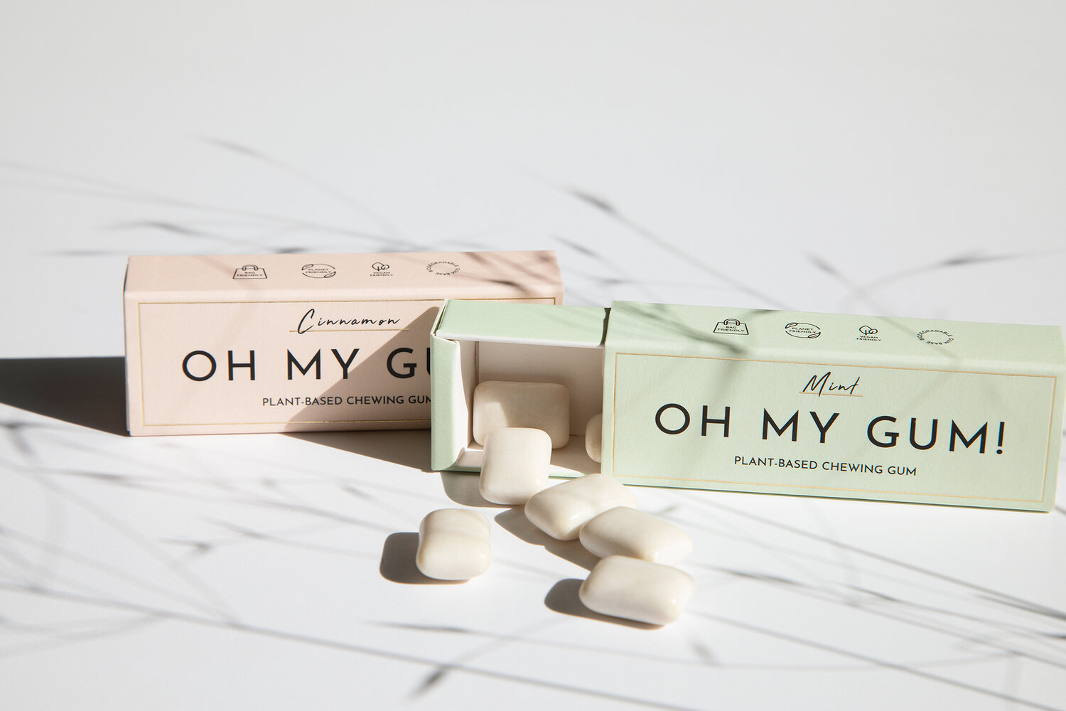 OH MY GUM! in natural mint and cinnamon made with chicle