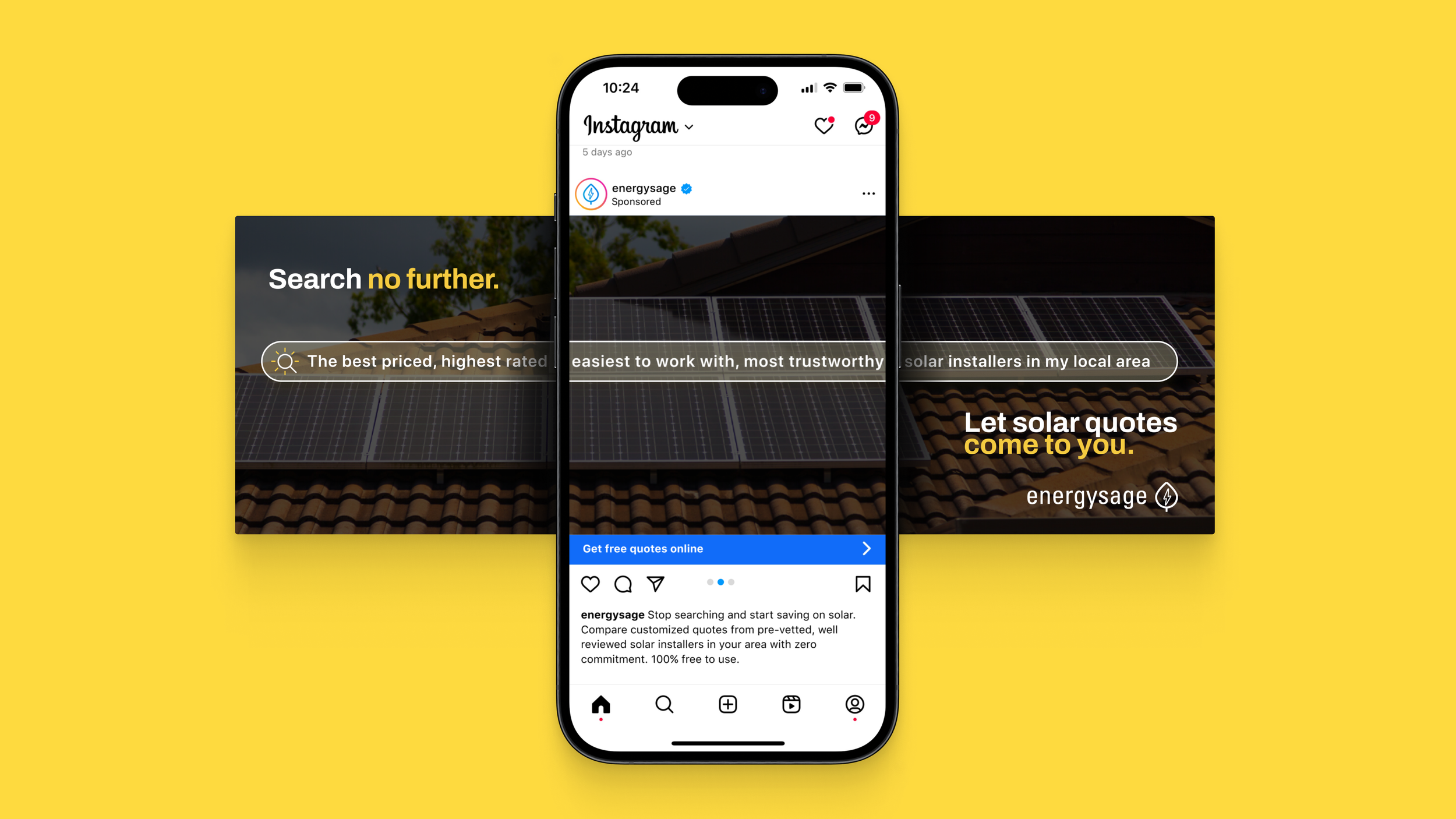 Driving awareness for EnergySage's online marketplace of pre-vetted solar installers using both static and long-form animation on social media.