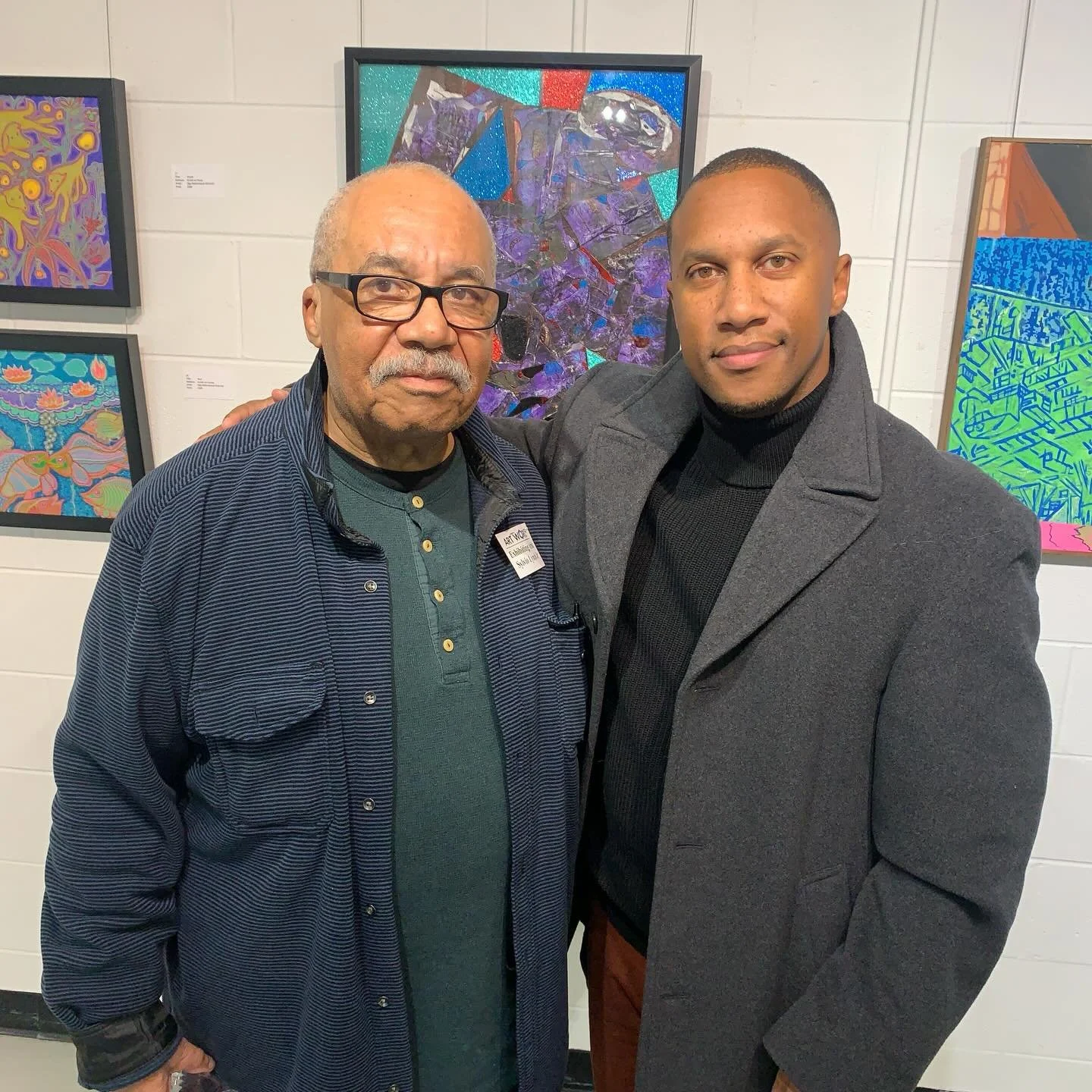 ✍🏽 the Dad won 3rd place in the recent All Media exhibition at @artworksrva 

I found out and popped up on him. 😊 
Pretty cool piece, I think, but what do I know? 😉 
Good show&mdash;you should check it out. ✍🏽

#gratitude