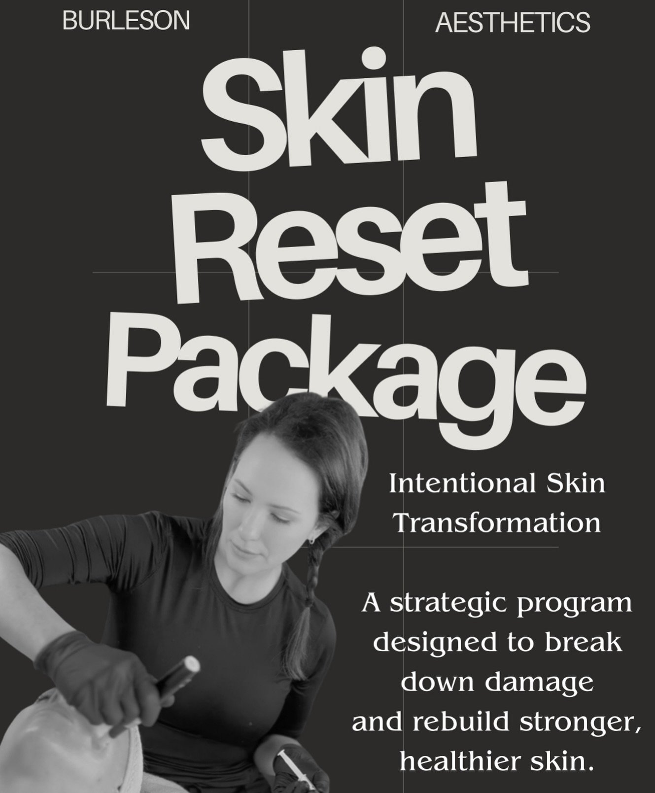 🚨Introducing the NEW 
SKIN RESET PACKAGE 

This is a NEW corrective skin package created for clients who want REAL improvement in their skin. 

The Skin Reset Package combines 3 Microneedling sessions, 1 Perfect Derma Peel, and 2 Custom VIP Facials 