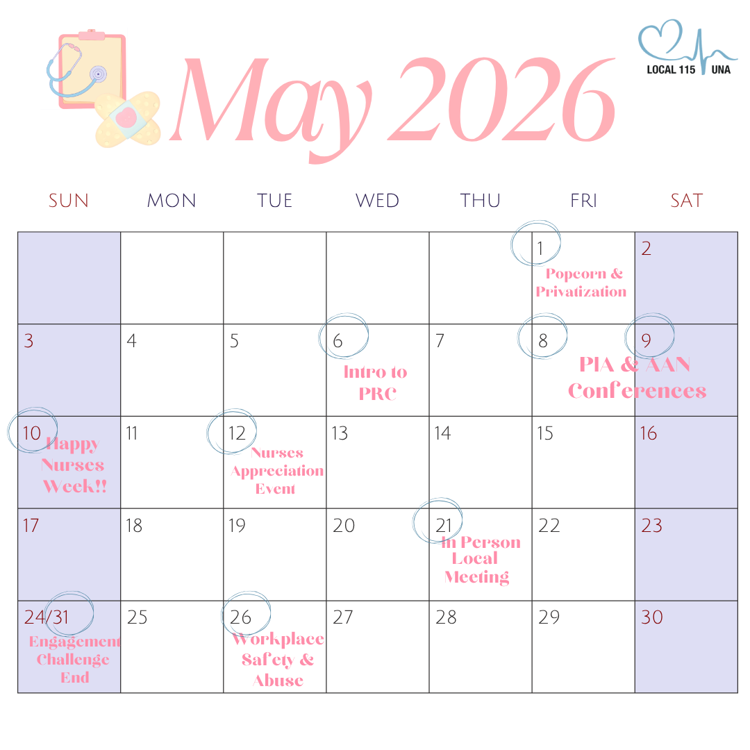 UNA Local 115 May Events!