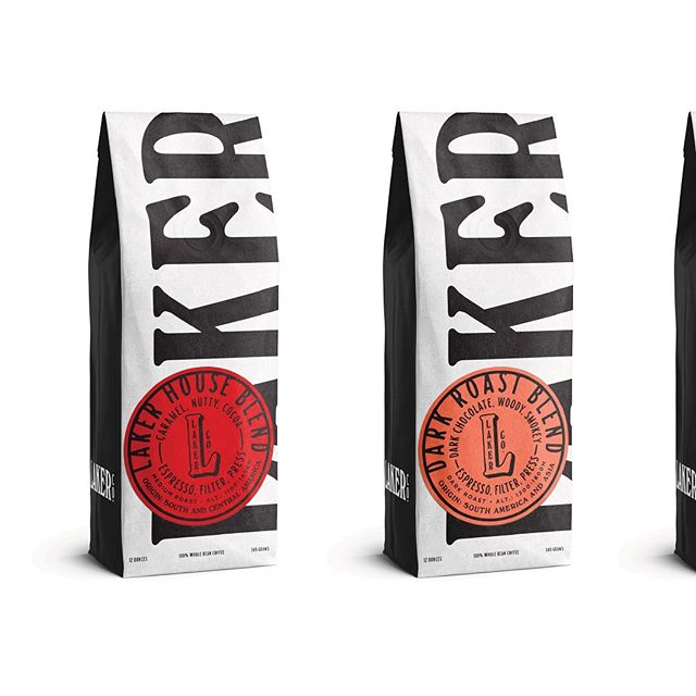 Also got to make @lakercoffee packaging for their four different kinds of beans that are seriously amazing. And they look pretty good too! 2/3