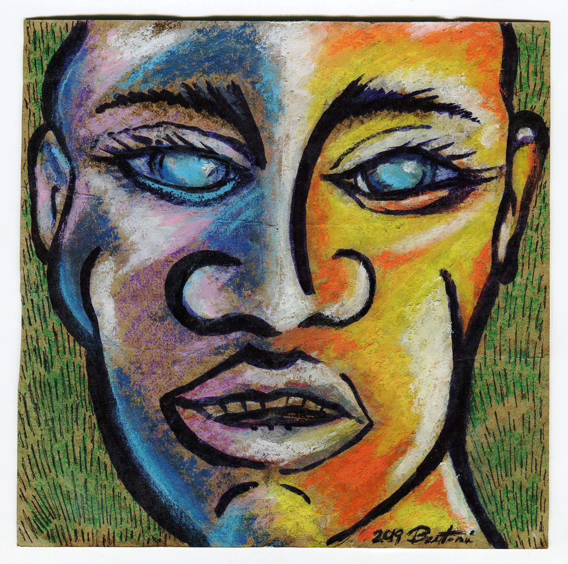 Night and Day Face Illustration