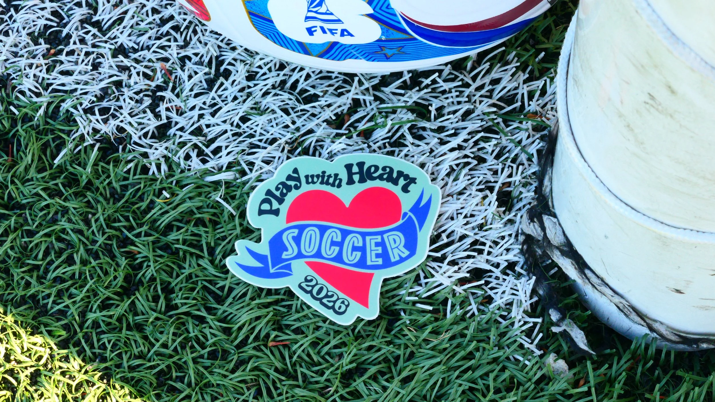 “Play with Heart” Soccer Sticker (4-inches)
