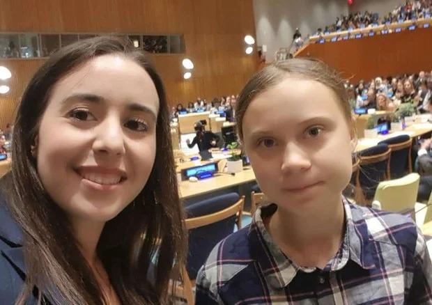 Federica Gasbarro e Greta Thunberg allo Youth Clime Summit dell’ ONU in New York