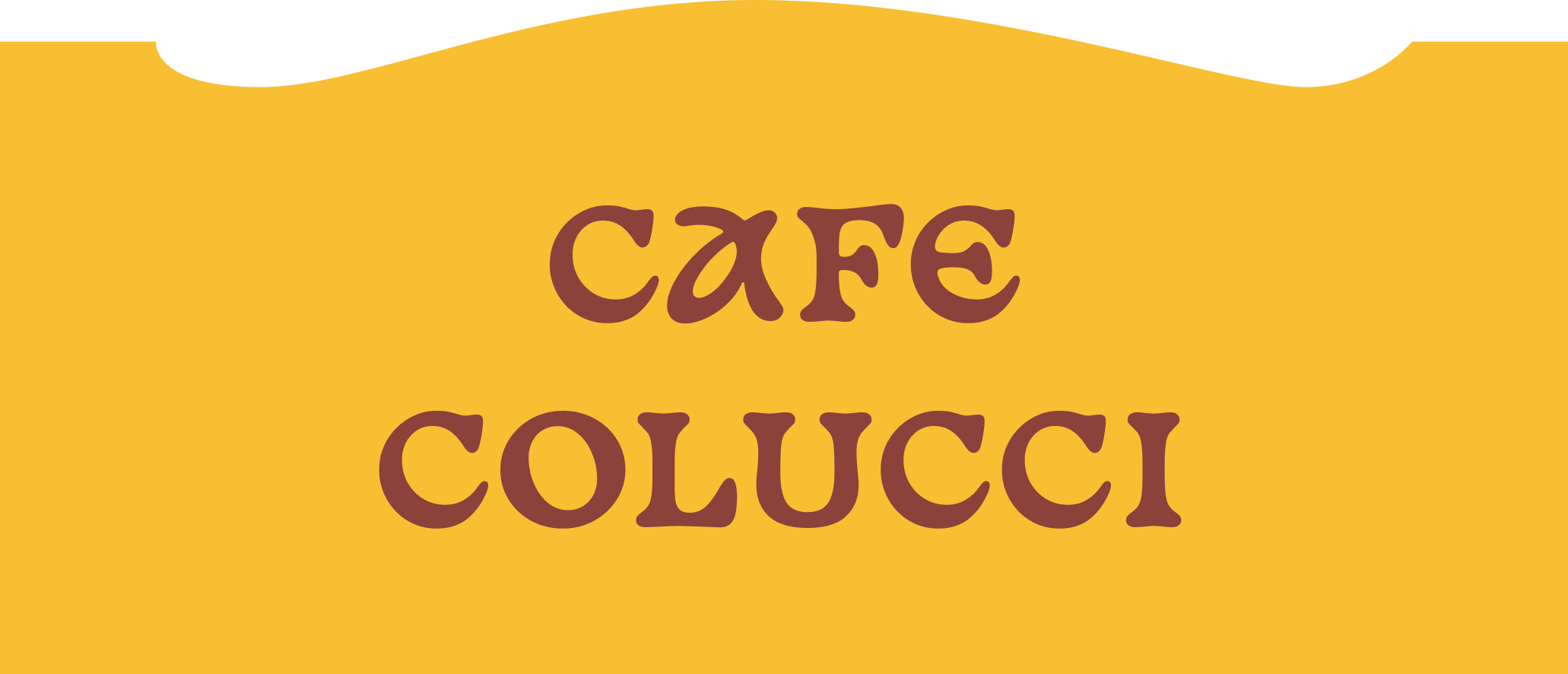 Sign reading 'Café Cucci' with yellow background and black accents at the top.