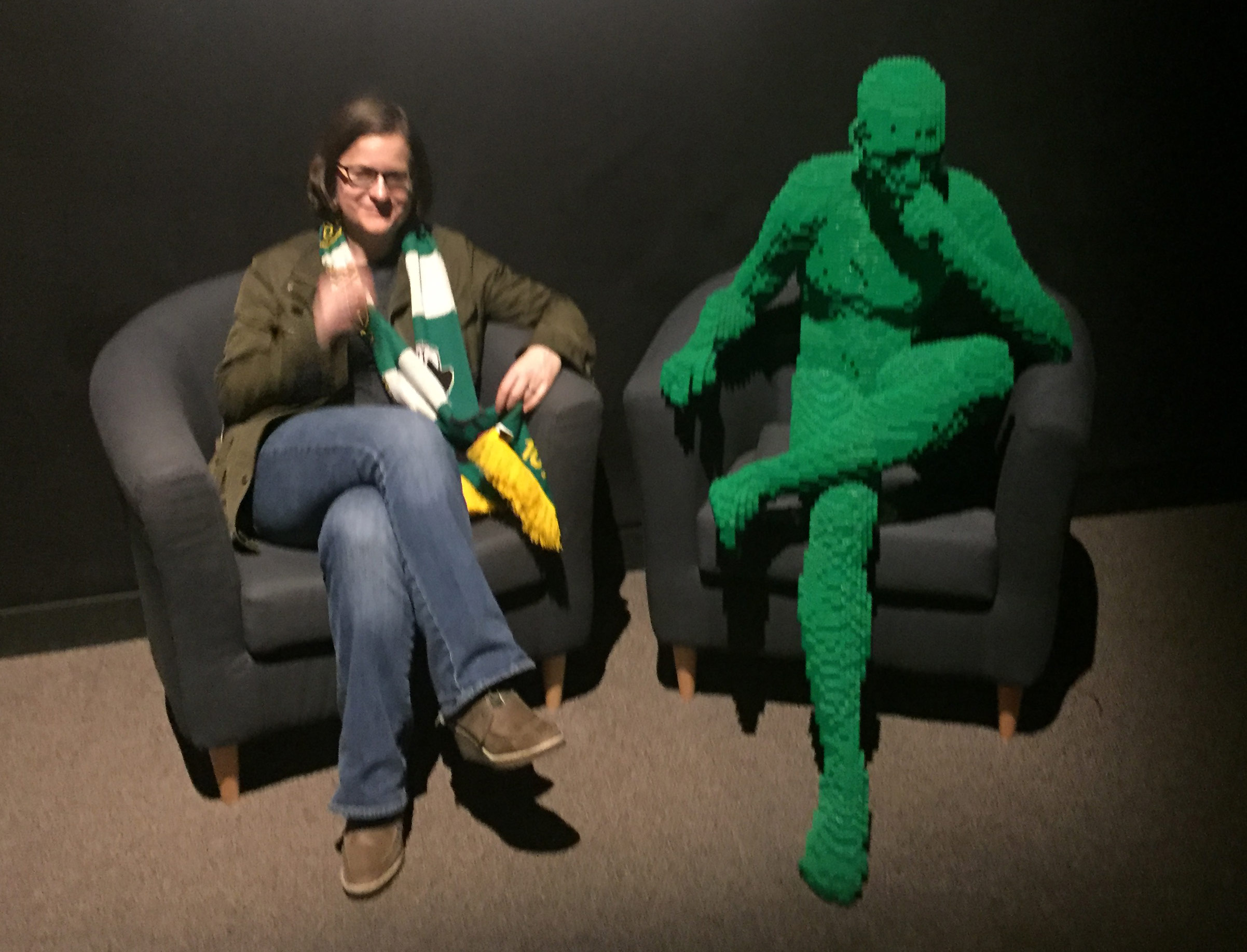  Here I am, chatting with the Lego Thinker at OMSI After Dark. 