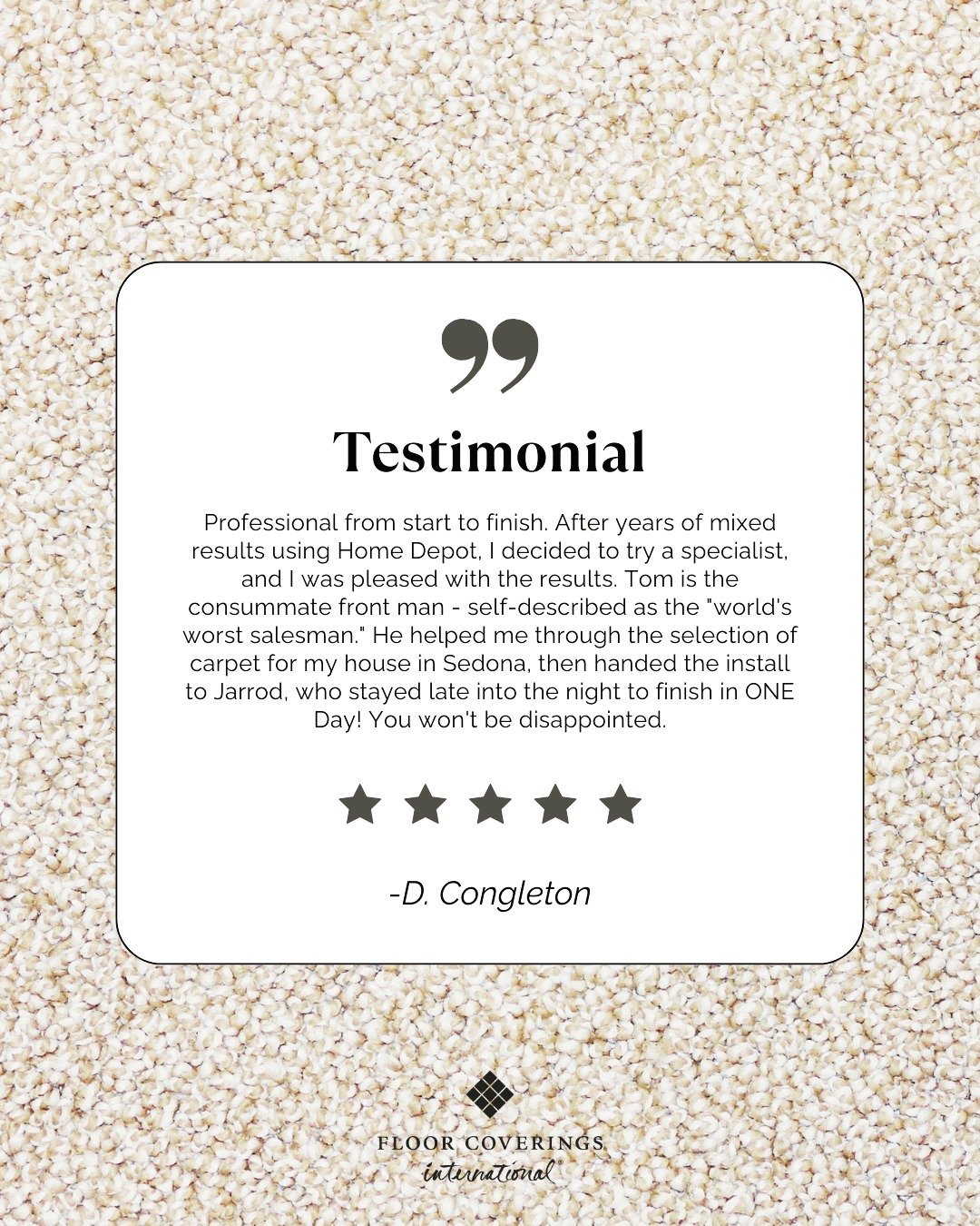 Don&rsquo;t just take our word for it, our clients say it best!⭐⭐⭐⭐⭐

Ready for new floors? Give us a call today! (928) 529-2280

#floorcoverings #floorinstall #homerenovation