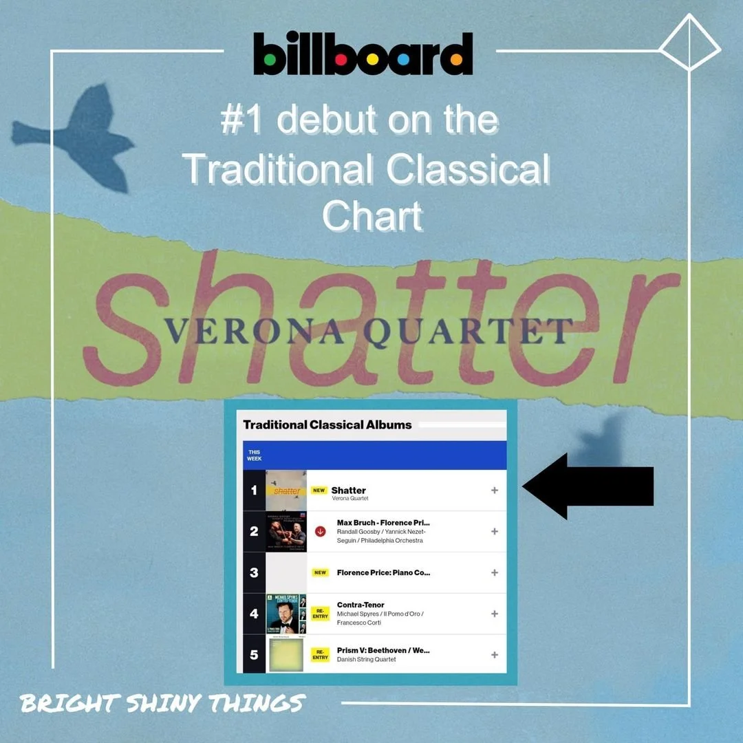Verona Quartet's new Album Shatter Ranked #1 of the Classical Billboard Charts