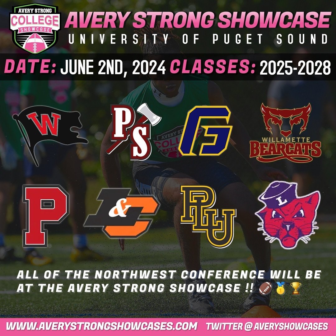 Excited to announce ALL of the Northwest Conference will be at the Avery Strong Showcase on Sunday June 2nd 🏈‼️ 

3.5 Weeks Away⏳📈 Get Signed Up Today !

averystrongshowcases.com