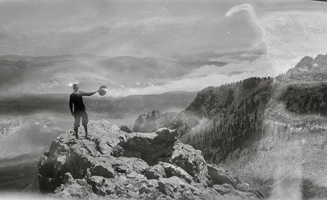 Negative number 22 from the Rocky Mountain Nat. Park Album - 1924 I believe the caption on this one reads &quot;Twin Sisters Self, above clouds&quot; #foundphoto #snapshot #familyslideshow #longlivefilm #nationalparks #rockymountainnationalpark  #vac