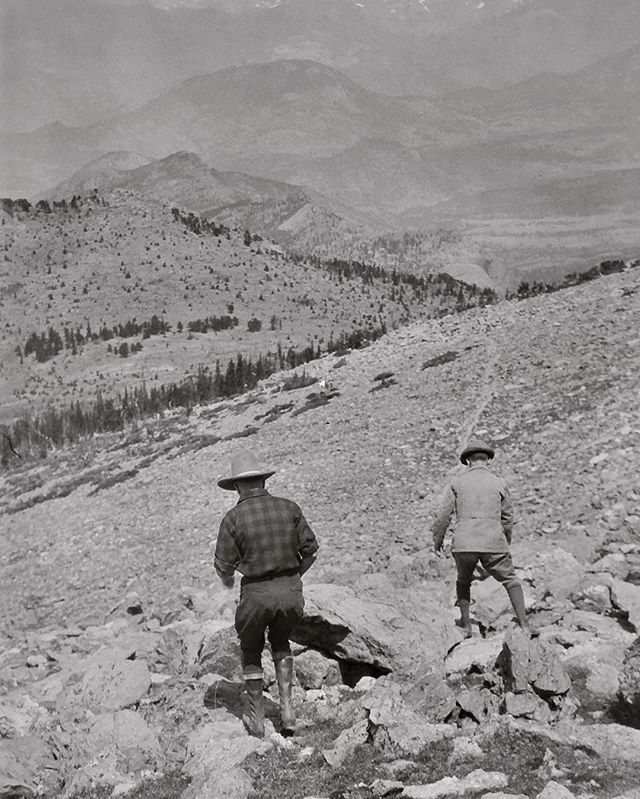 Negative number 21 from the Rocky Mountain Nat. Park Album - 1924 I believe the caption on this one reads &quot;Twin Sisters pop + self&quot; foundphoto #snapshot #familyslideshow #longlivefilm #nationalparks #rockymountainnationalpark  #vacationpic 