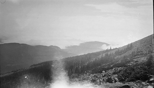 Negative numbers 23 and 24 from the Rocky Mountain Nat. Park Album - 1924 Captioned, &ldquo;above the clouds&quot; #foundphoto #snapshot #familyslideshow #longlivefilm #nationalparks #rockymountainnationalpark  #vacationpic #thatview #takeahike #abov