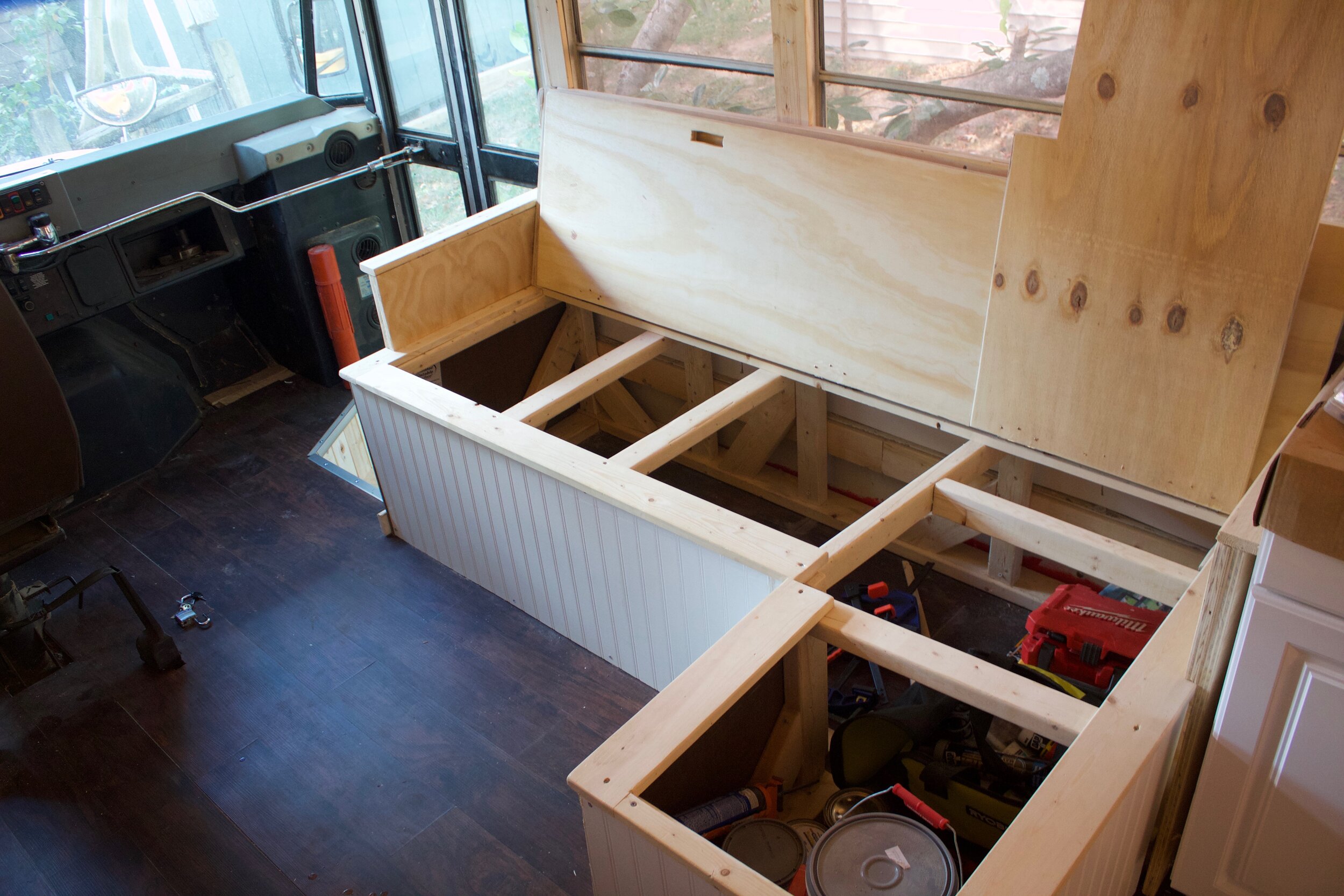 How to build a couch in your skoolie conversion Time to go adventure