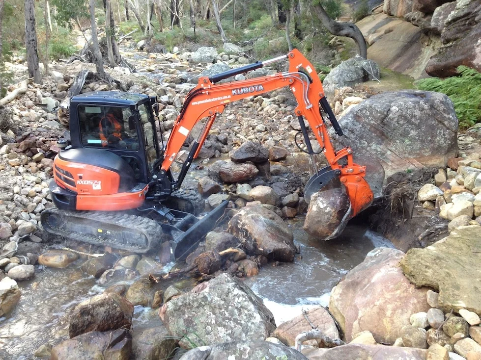 Building retaining wall along creek