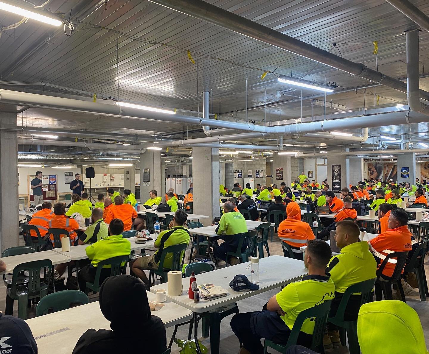 We kicked off R U OK? Day at one of Icons construction sites in Melbourne at their tool box meeting, speaking to over 300 people packed into the lunch sheds. 

For some reason they said Mike didn&rsquo;t need to wear steel capped boots and Ben should