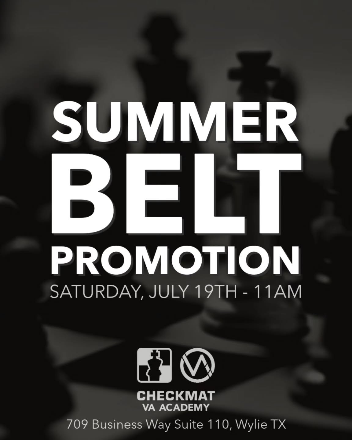 Summer Belt Promotion, Potluck and Open Mat.
Saturday, July 19th at 11AM
Save the date!

Checkmat / VA Academy
Wylie's #1 Brazilian Jiu Jitsu Academy
www.vabjj.com

#bjj #brazilianjiujitsu #jiujitsu #bjjkids #checkmat #checkmathq #checkmatbjj #checkm
