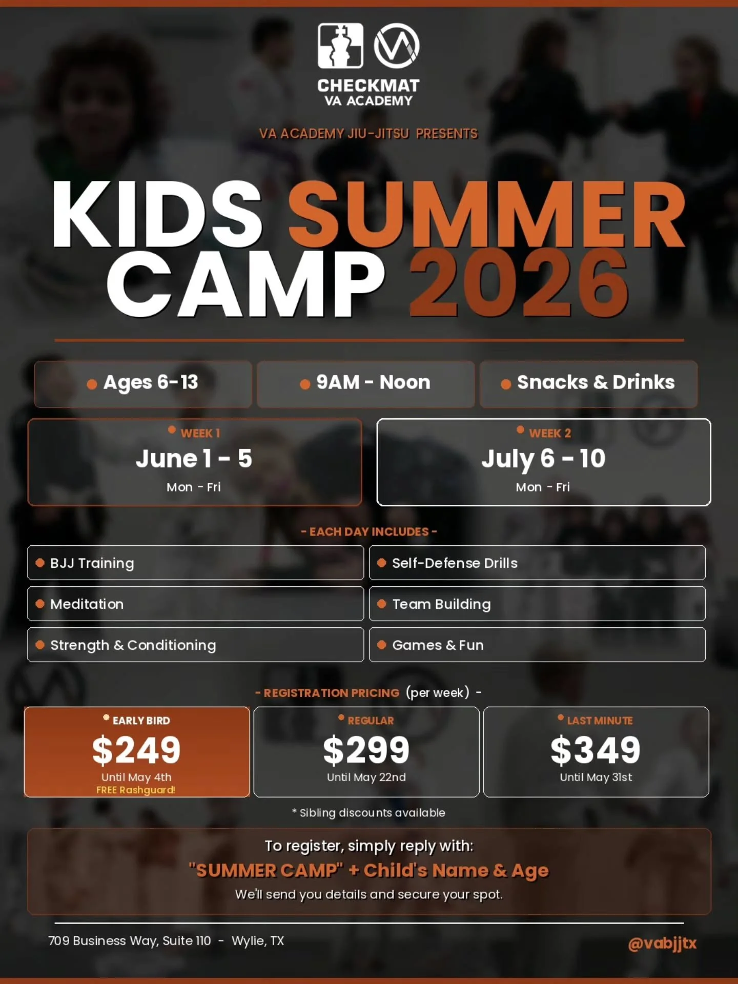 We are excited to officially open registration for our first-ever Kids Summer Camp at VA Academy Jiu Jitsu.
This is more than just a way to keep your kids busy this summer&hellip;
It&rsquo;s a structured, high-energy week designed to help them grow i