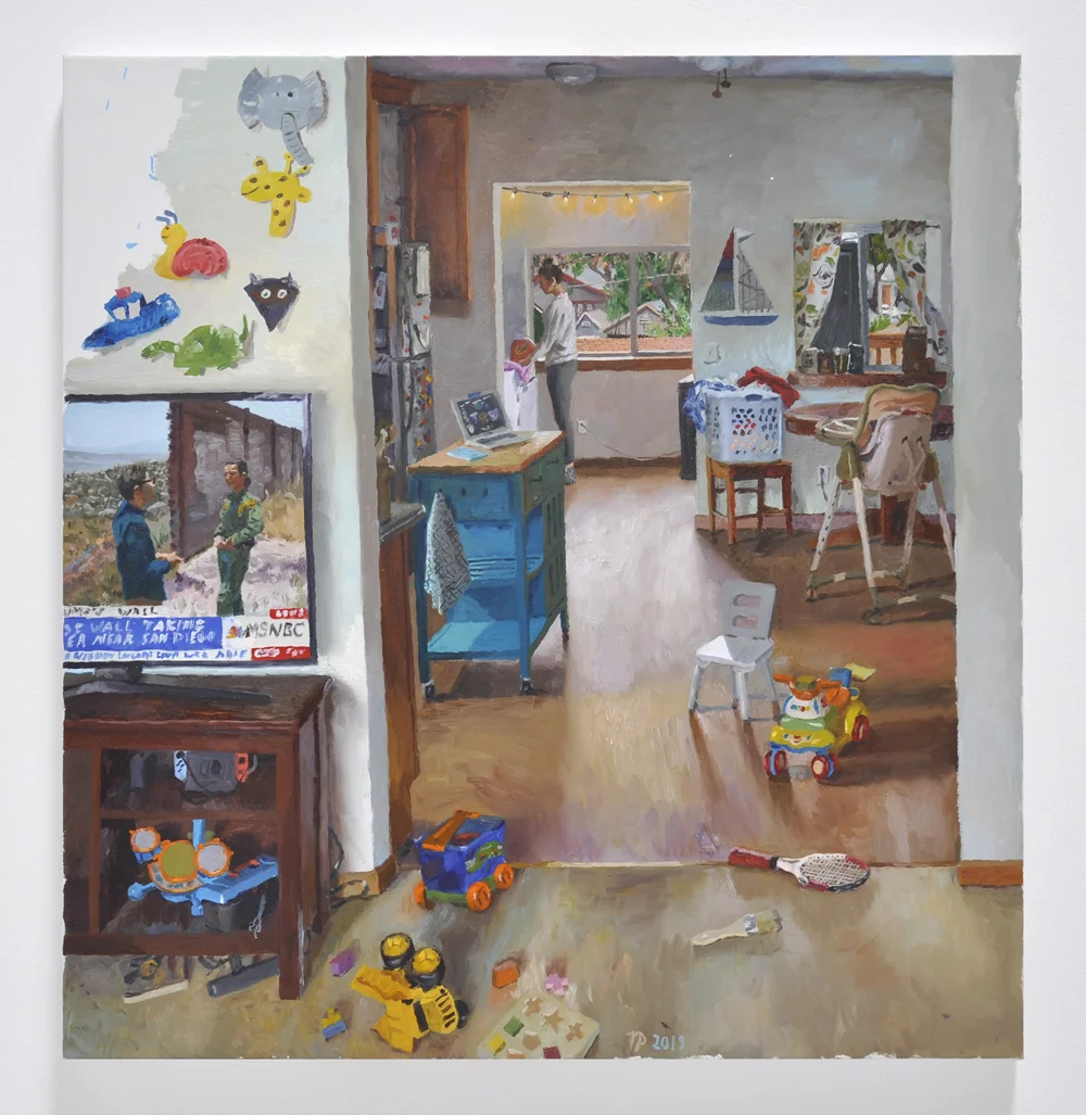 Terry Powers The Wall, 48 x 46in, Oil on linen, 2019, $6000 (Placed)