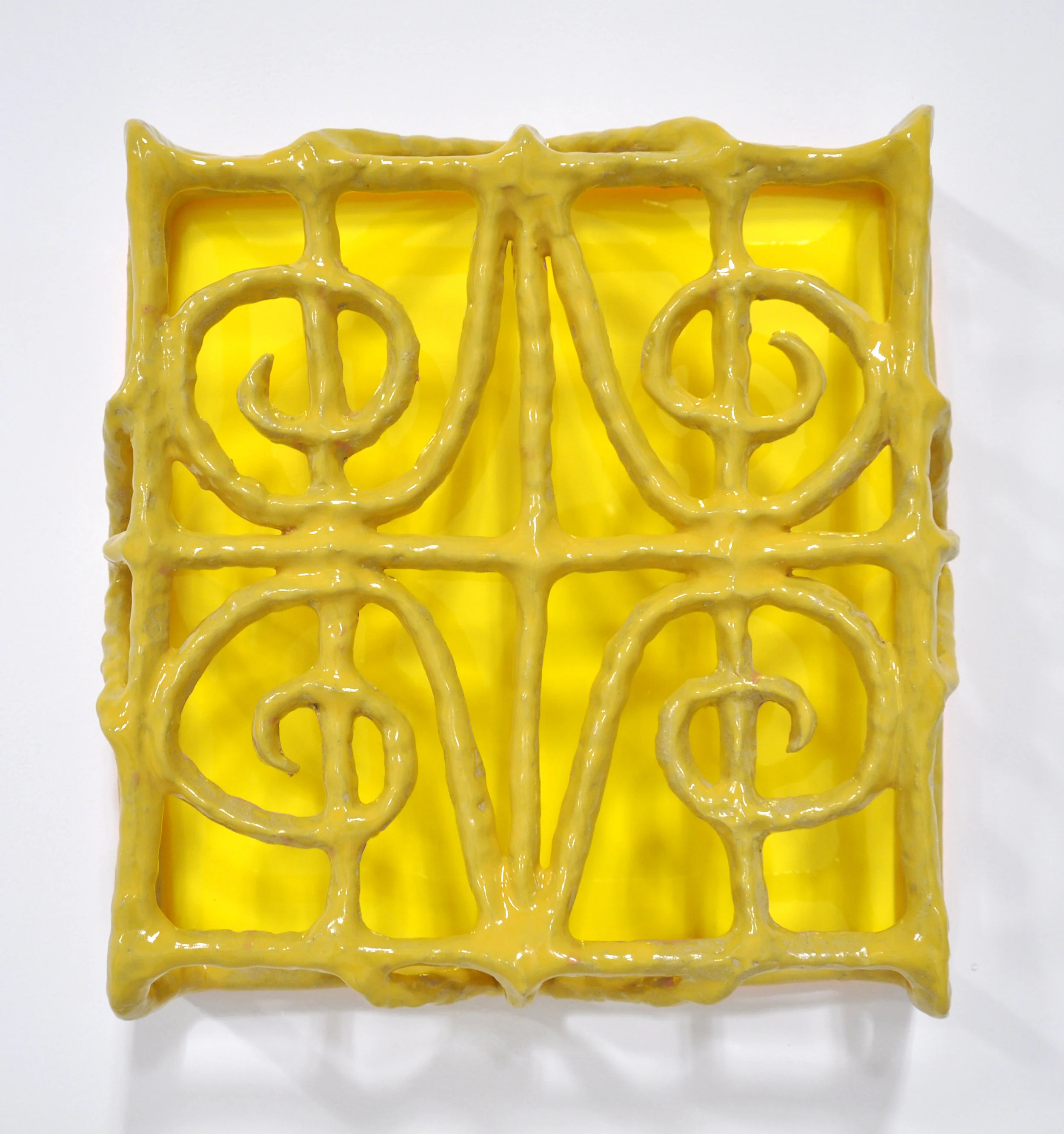 Nick Makanna, Isolationism VIII, 2019, Glazed ceramic and plexiglass, 18.5 x 5 x 19 in, $2000